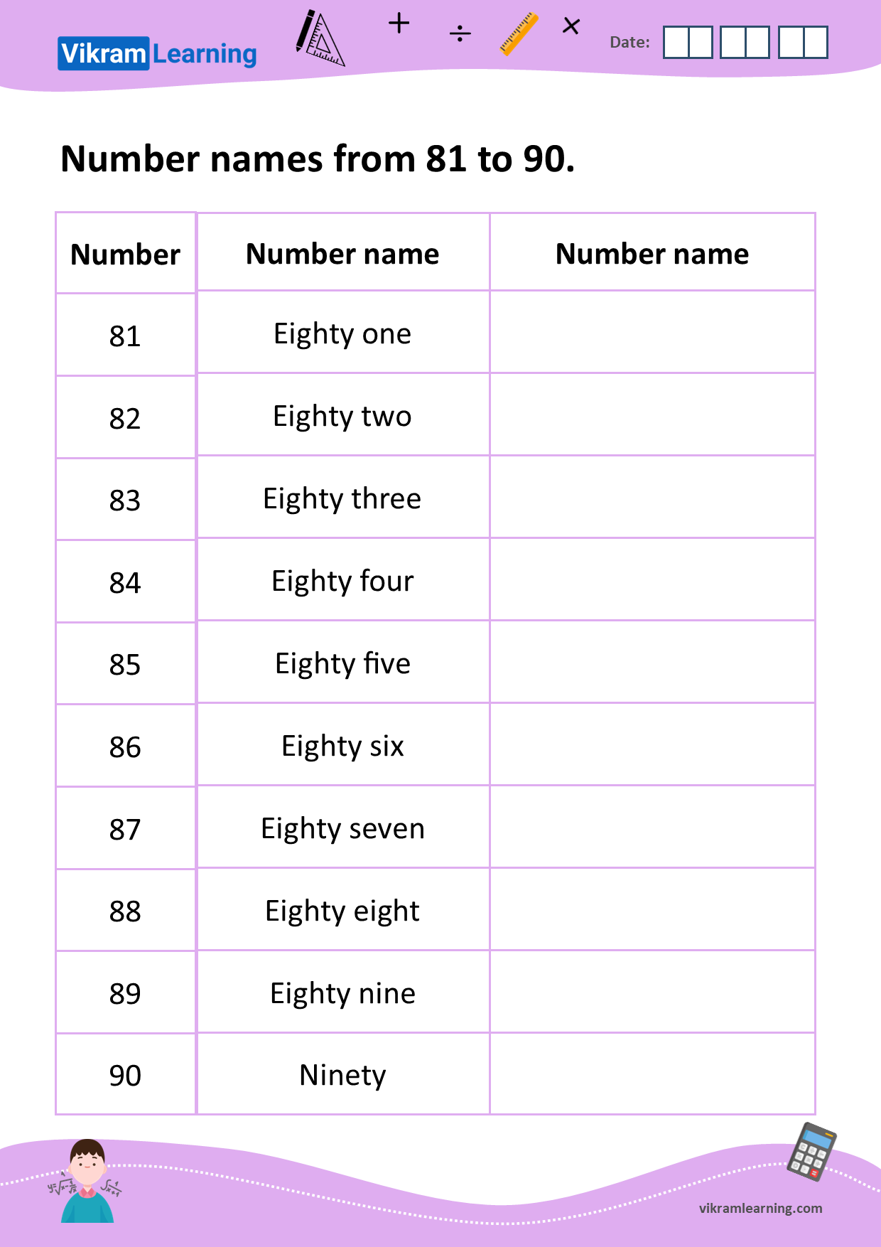 Download numbers up to 100 worksheets