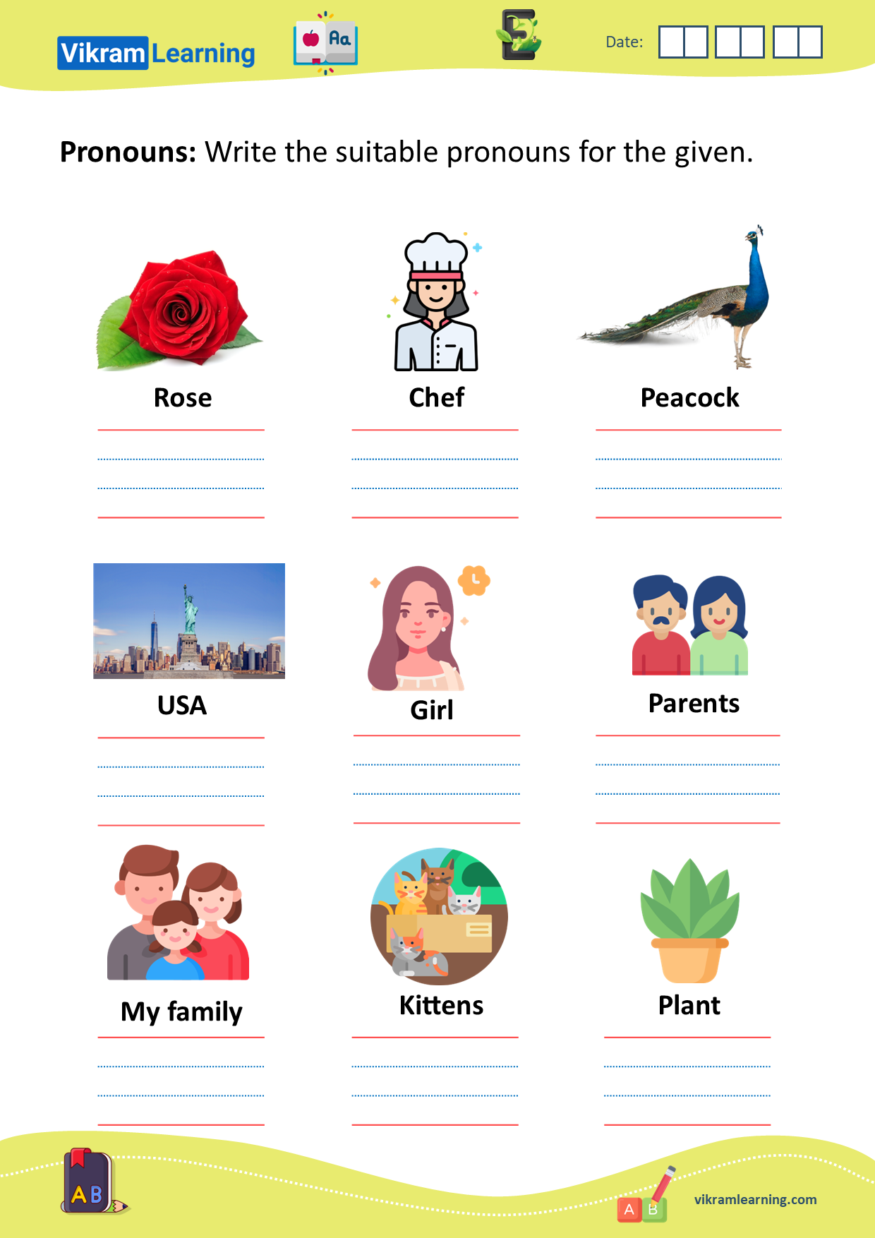 Download pronouns worksheets