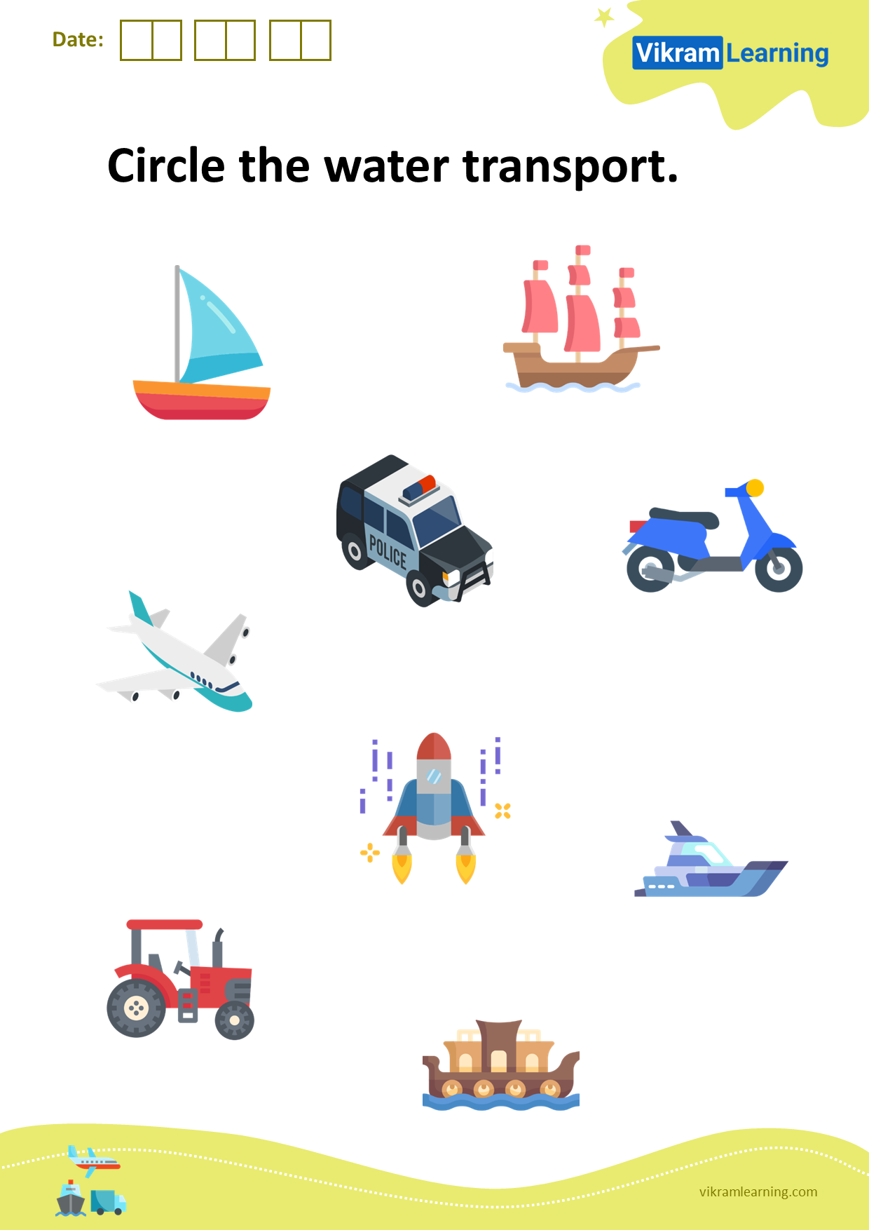 Download circle the water transport worksheets