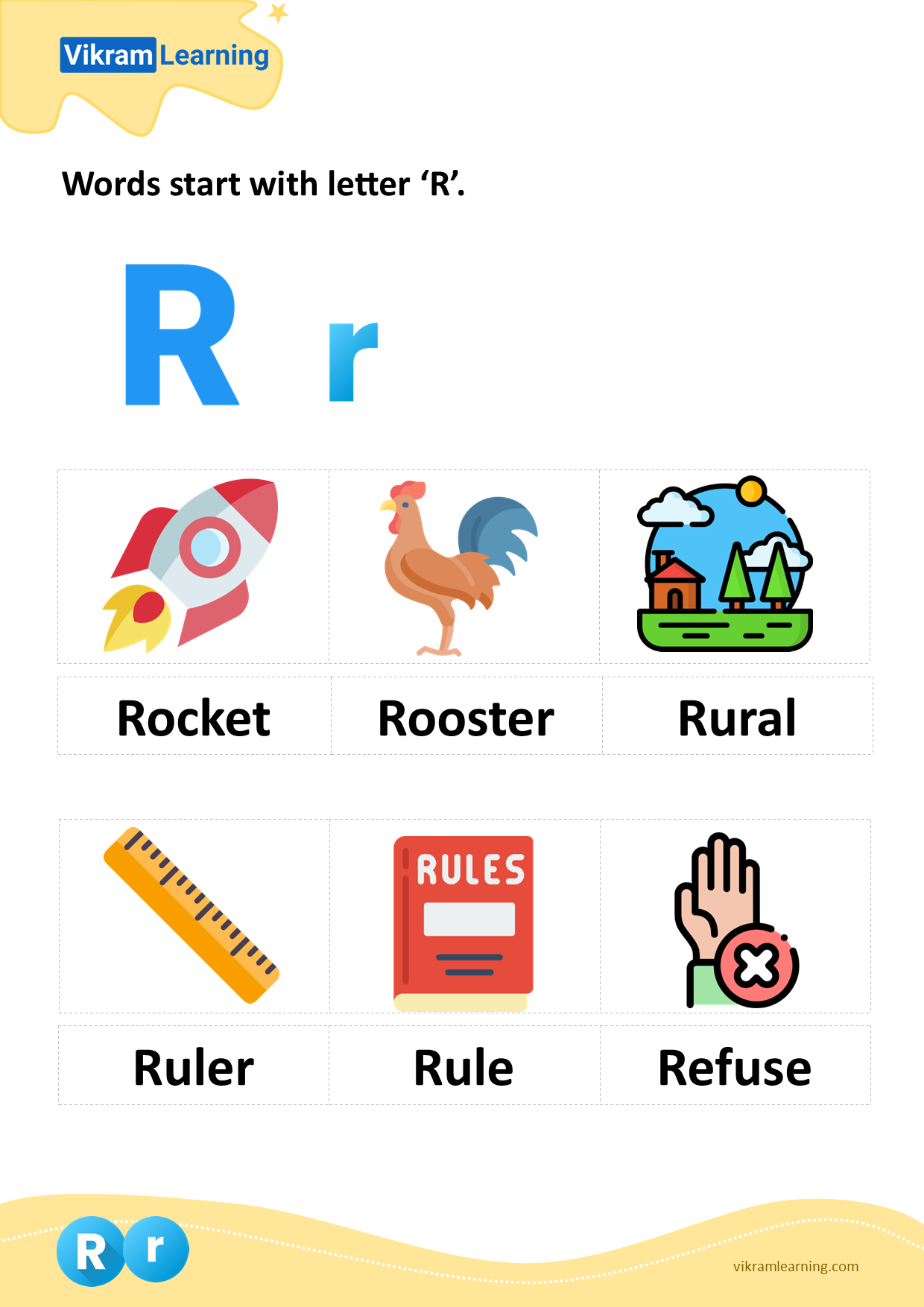 Download words start with letter 'r' worksheets