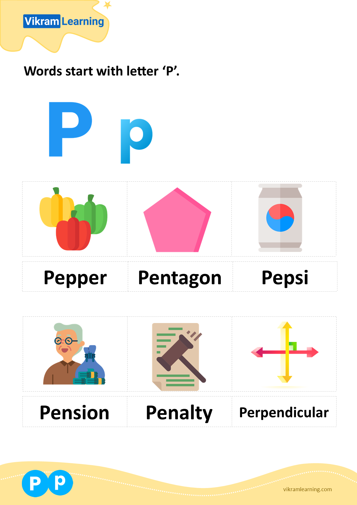 Download words start with letter 'p' worksheets