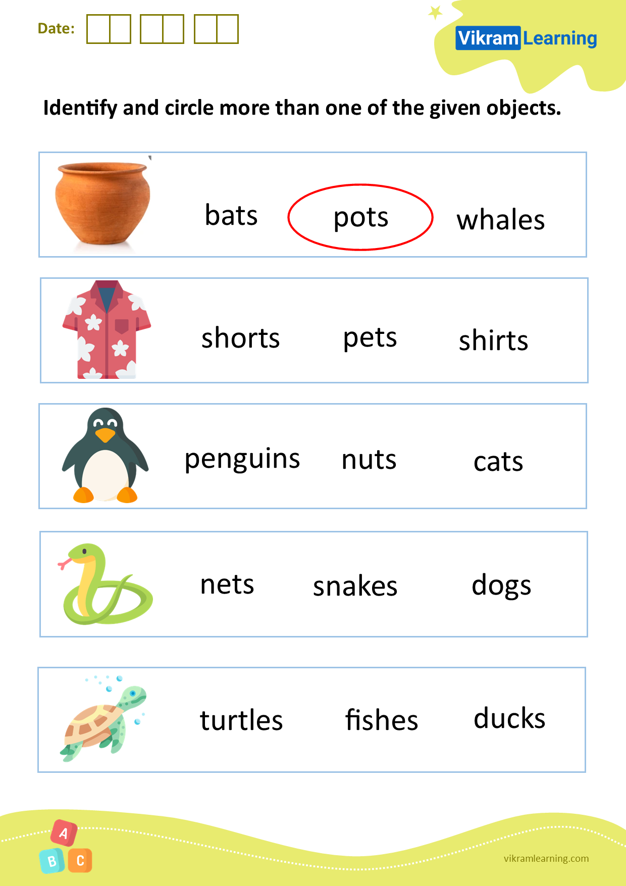 Download identify and circle more than one of the given objects worksheets