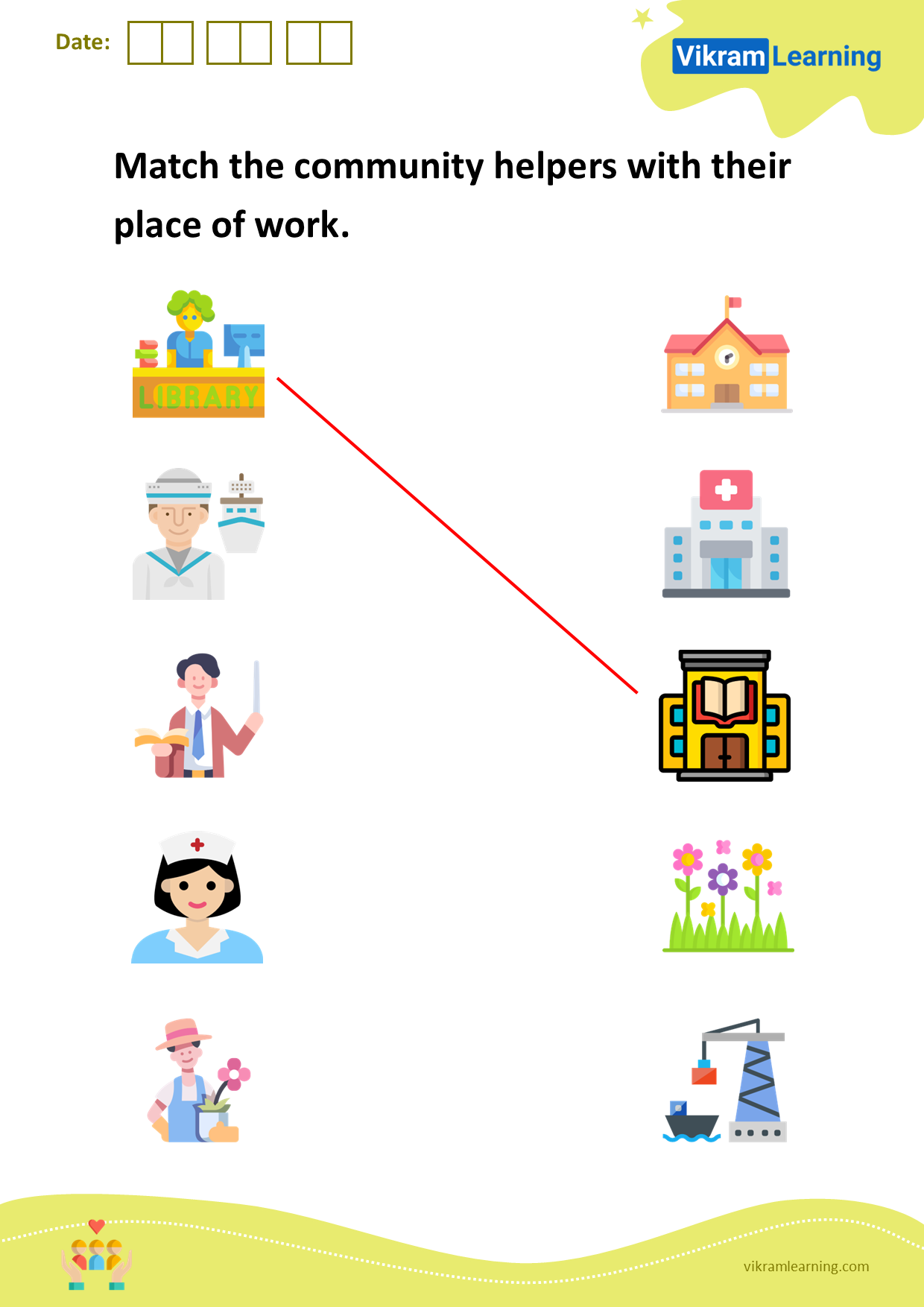 Download match the community helpers with their place of work worksheets