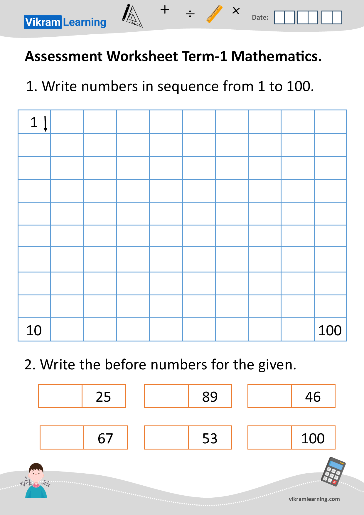 Download assessment worksheet term-1 mathematics worksheets