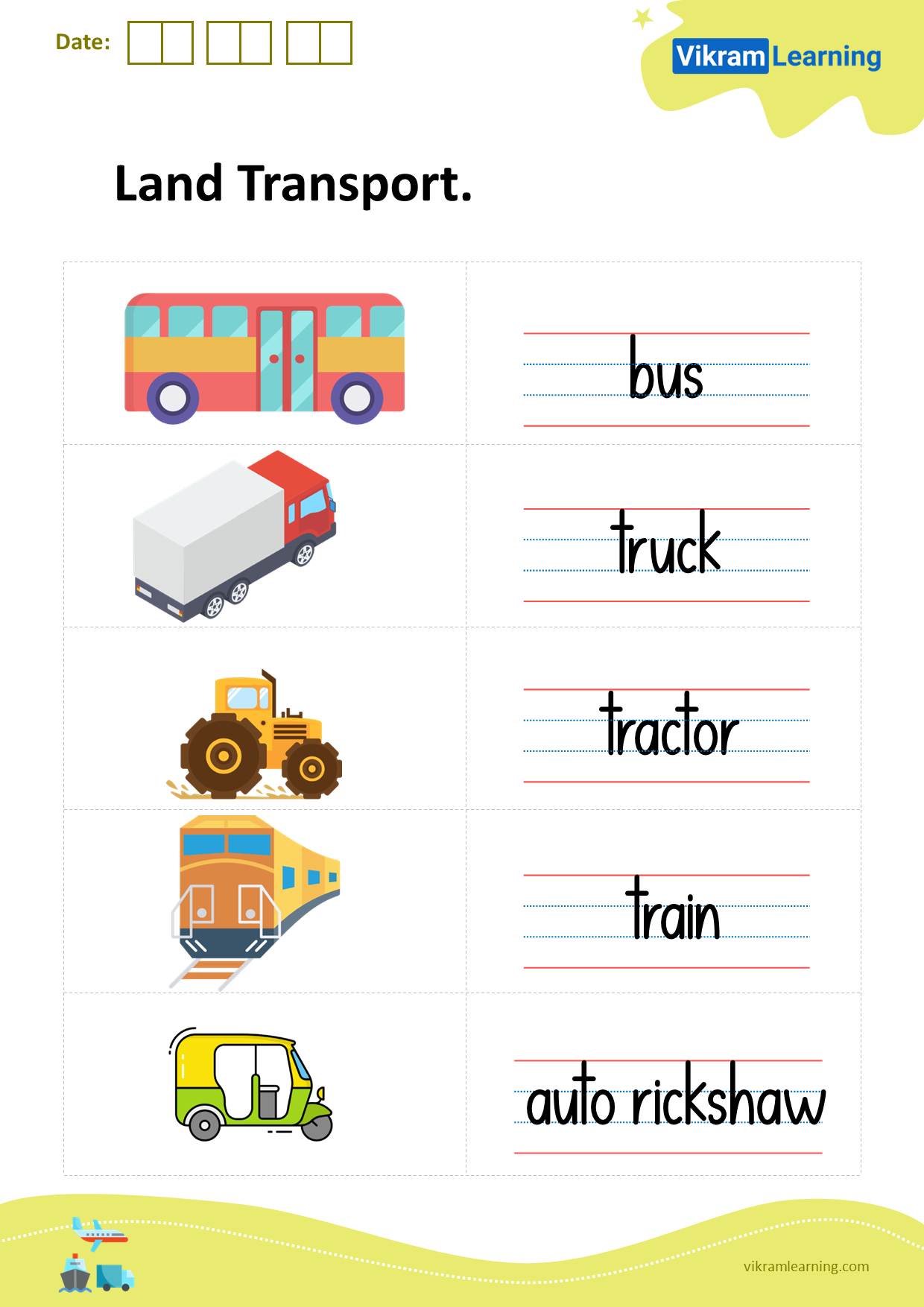 Download land transport worksheets