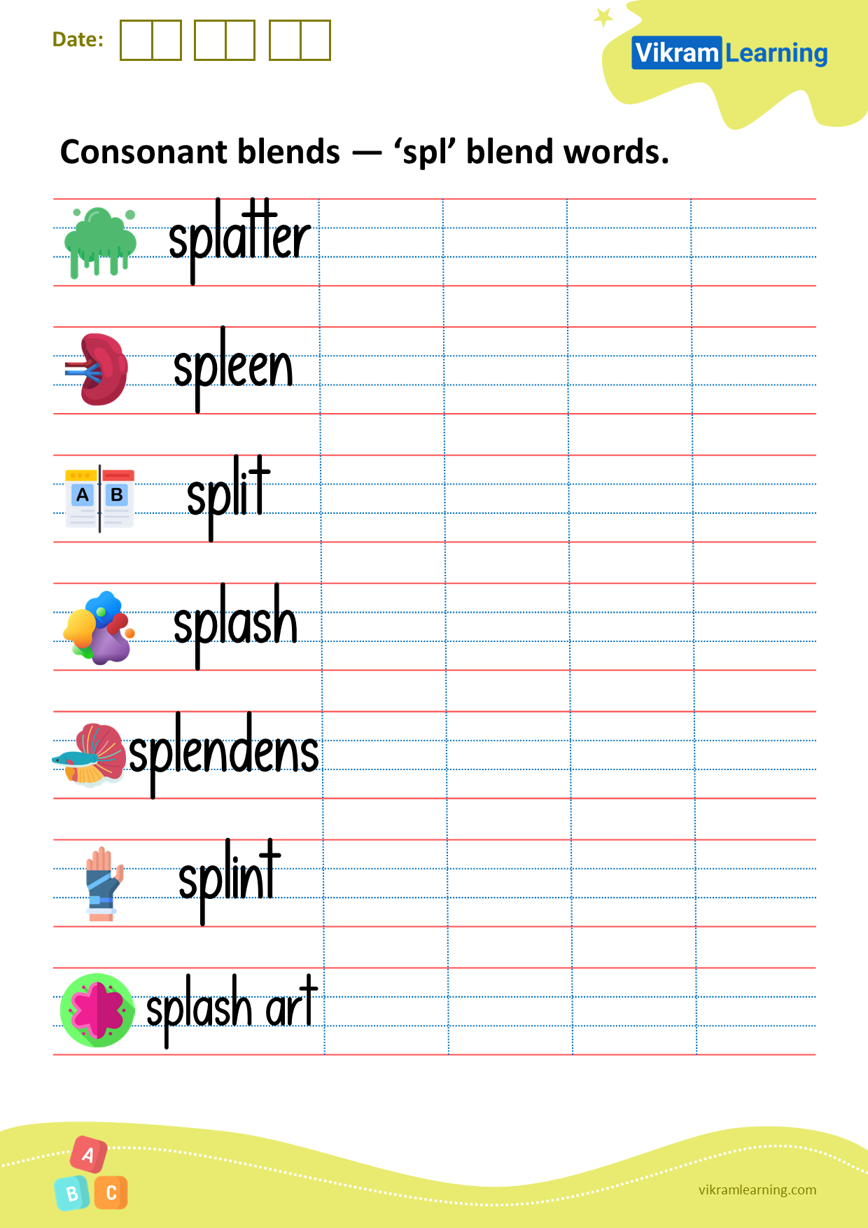 Download Consonant Blends Scr Shr Spl Spr Str Thr Worksheets For 