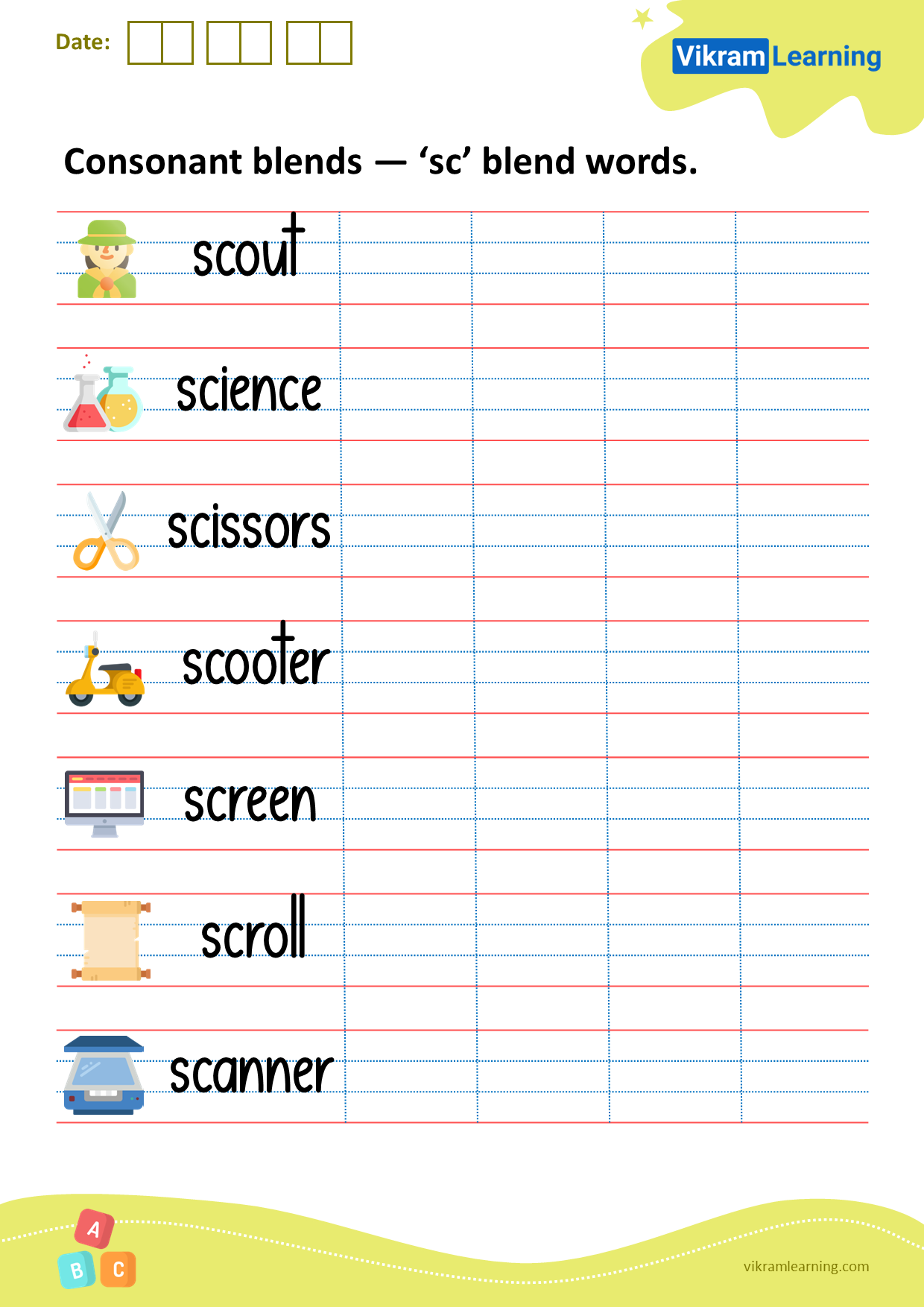 Download consonant blends — ‘sc’ blend words worksheets