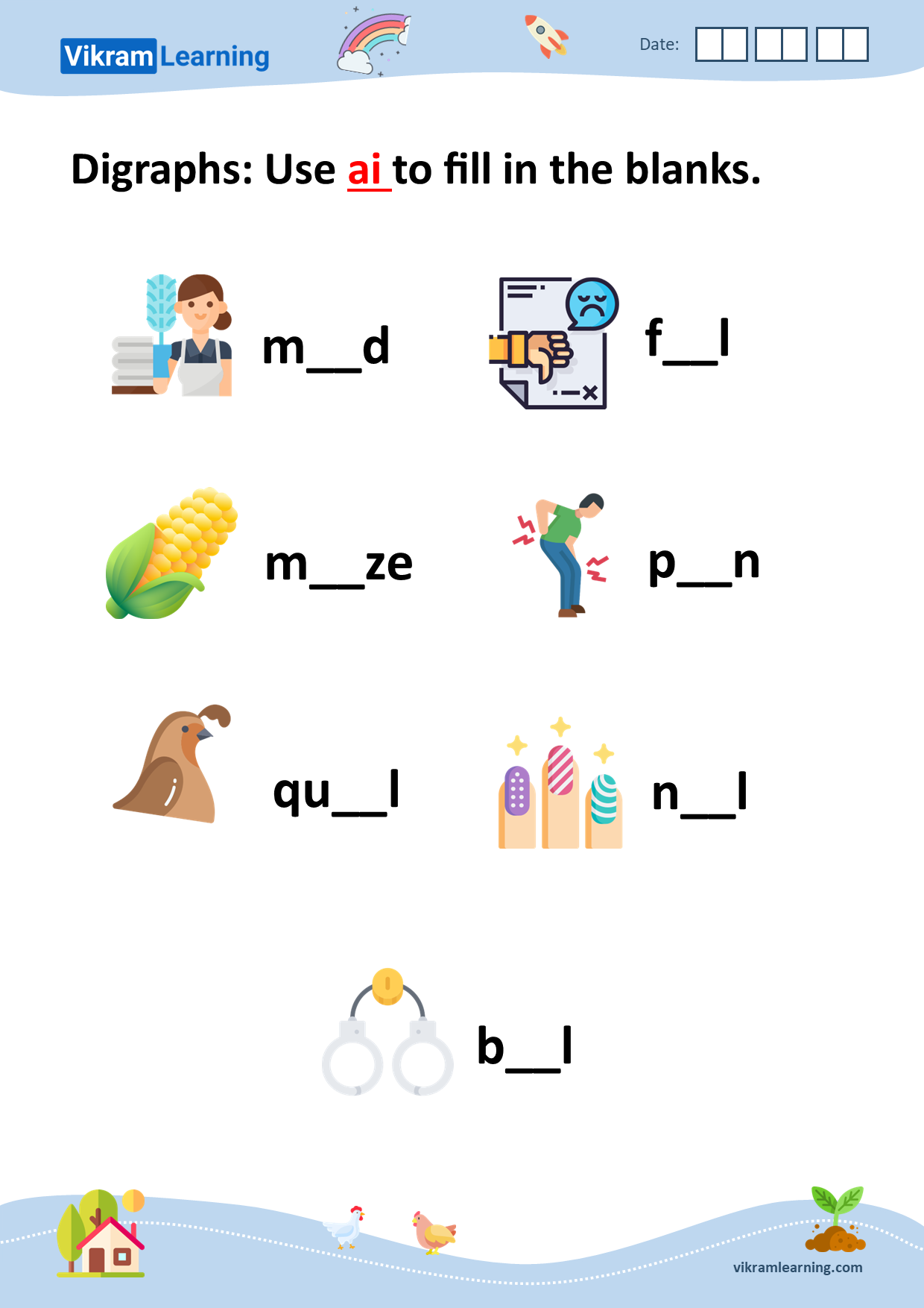 Download digraphs: use ai to fill in the blanks worksheets