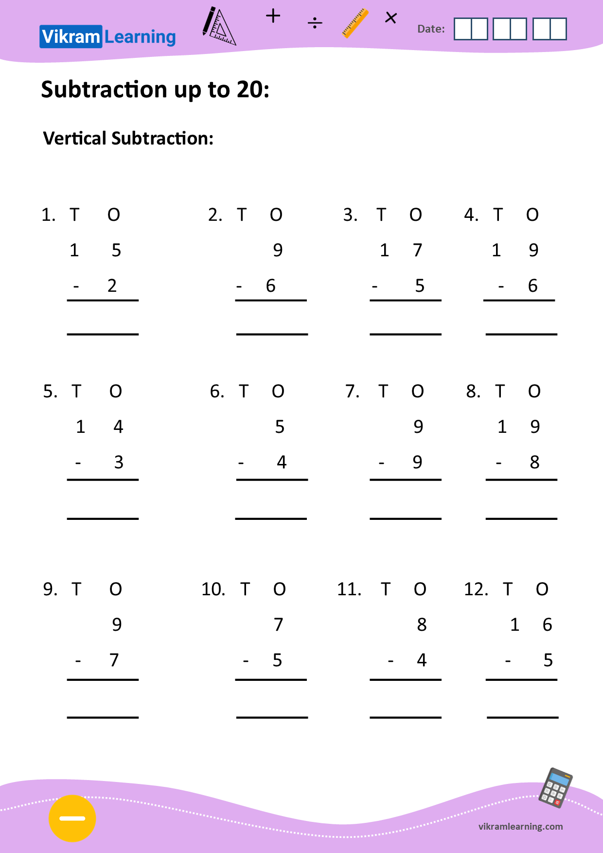 Download vertical subtraction worksheets