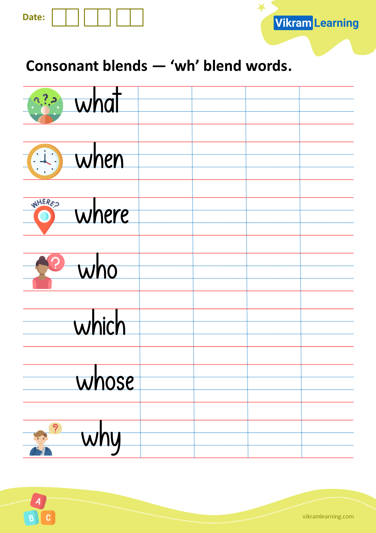Download consonant blends — ‘wh’ blend words worksheets