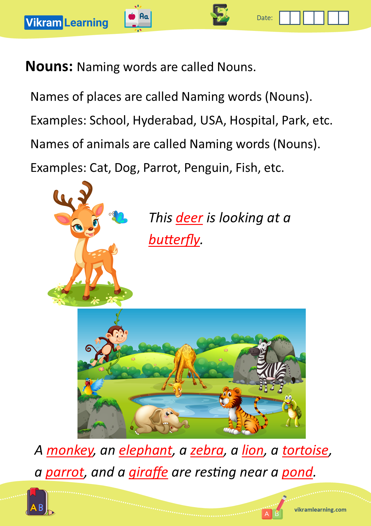 Download nouns - naming words worksheets