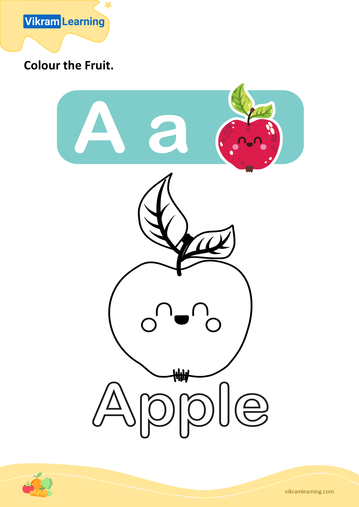 Download colour the fruit - apple worksheets