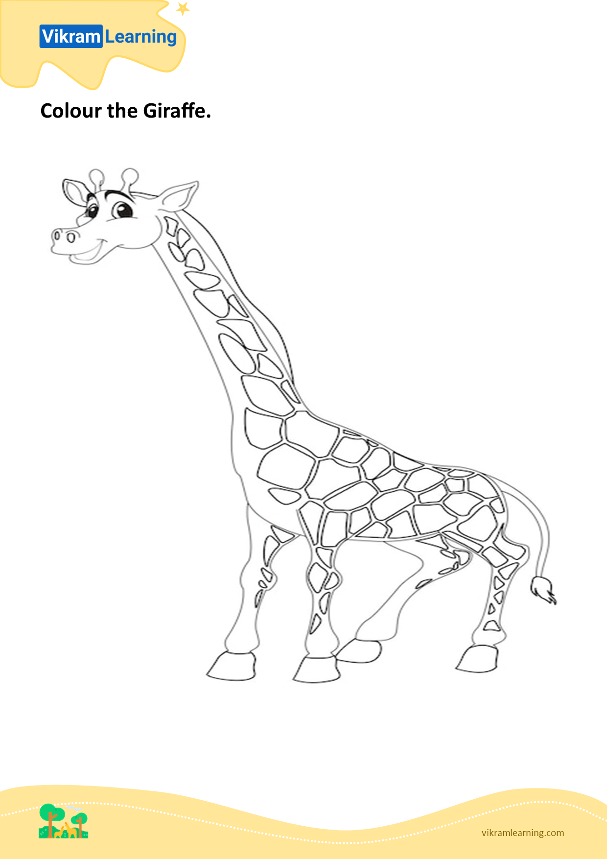 Download colour the giraffe worksheets