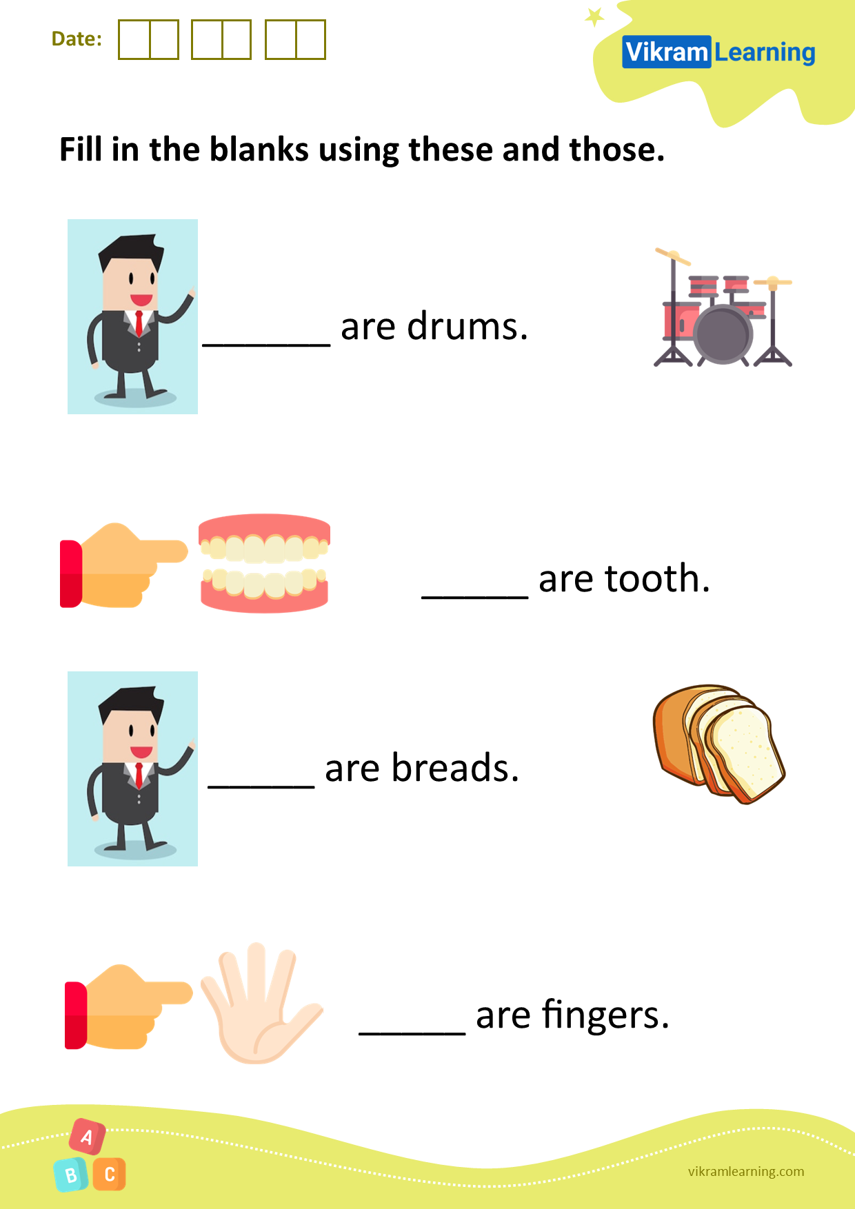 Download fill in the blanks using these and those worksheets