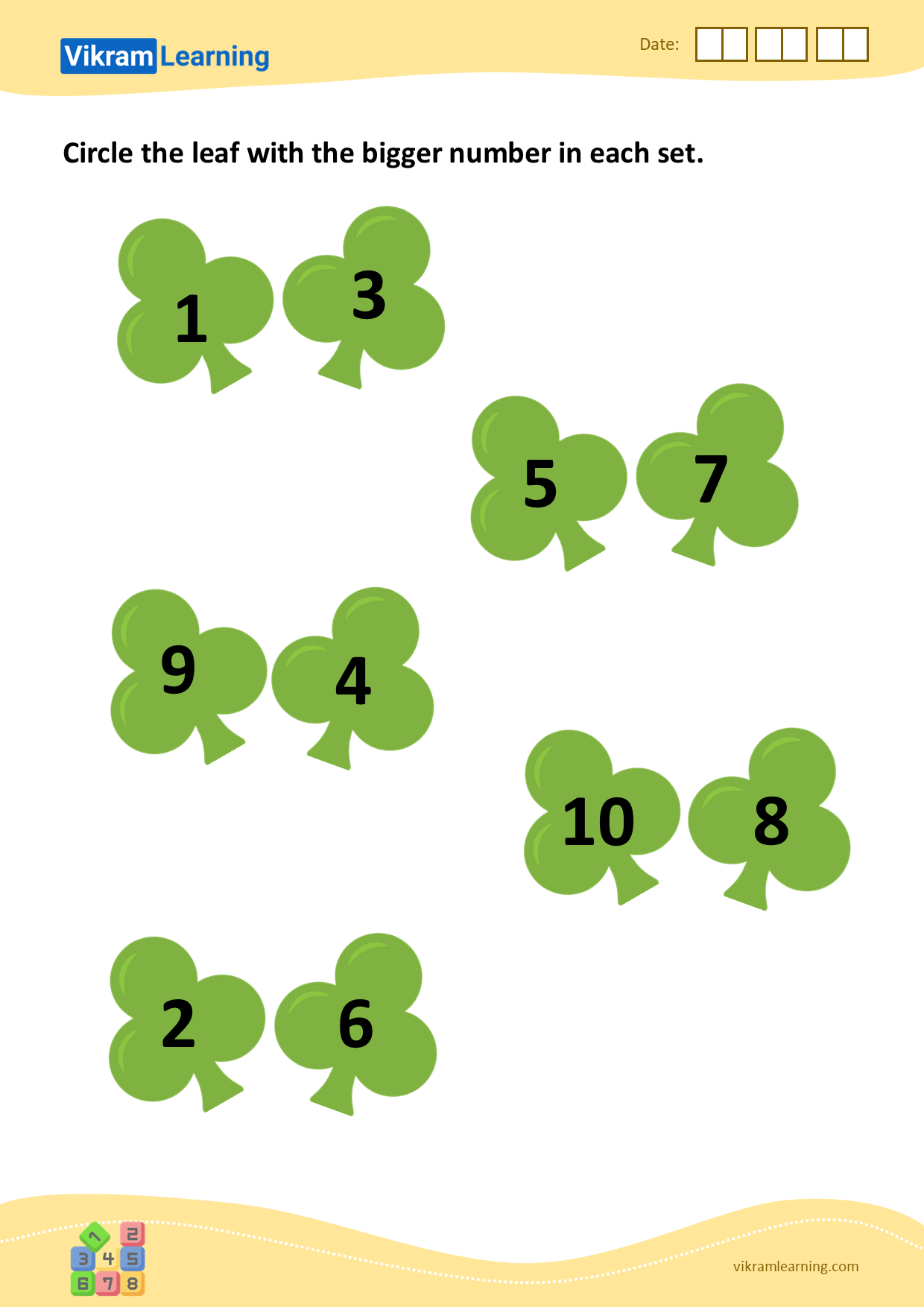 download-circle-the-leaf-with-the-bigger-number-in-each-set-worksheets-vikramlearning