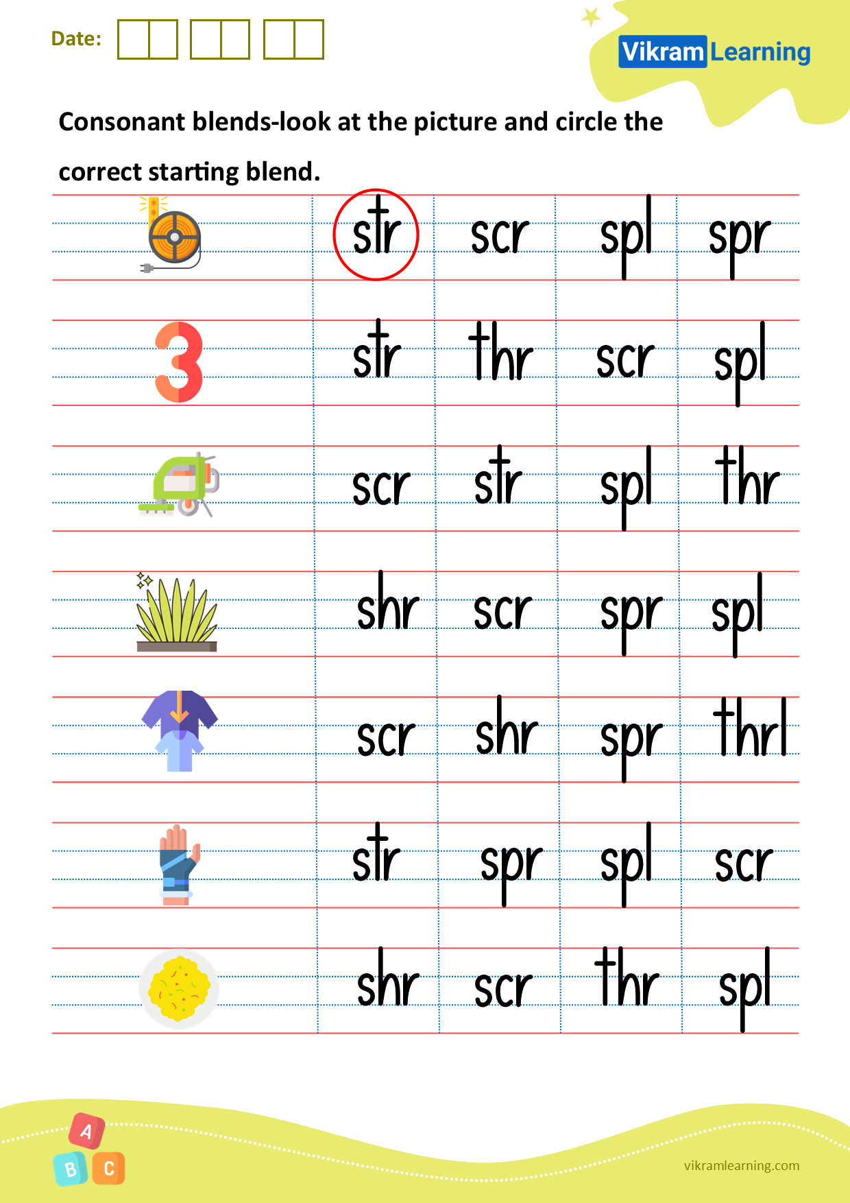 Download Consonant Blends look At The Picture And Circle The Correct 