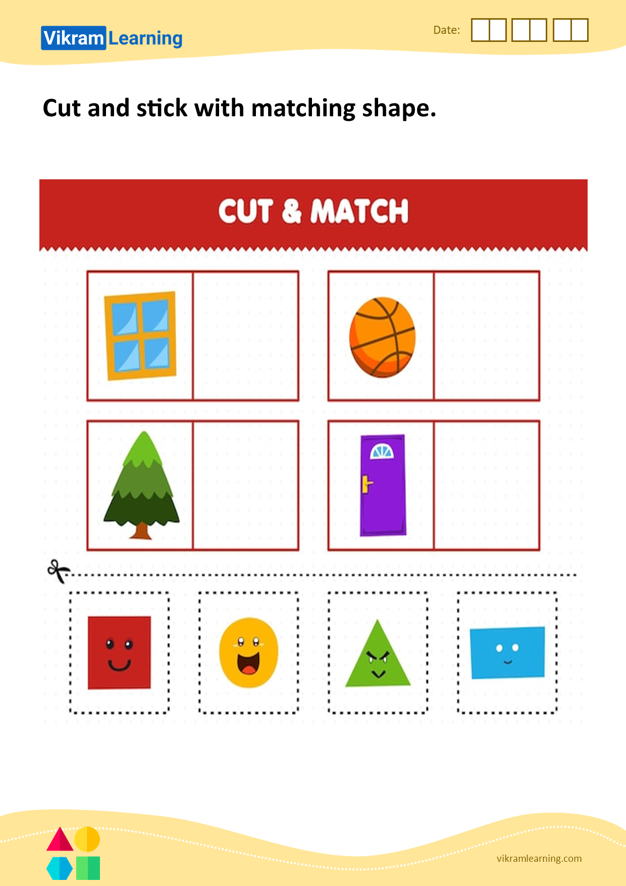 Download cut and stick with matching shape worksheets