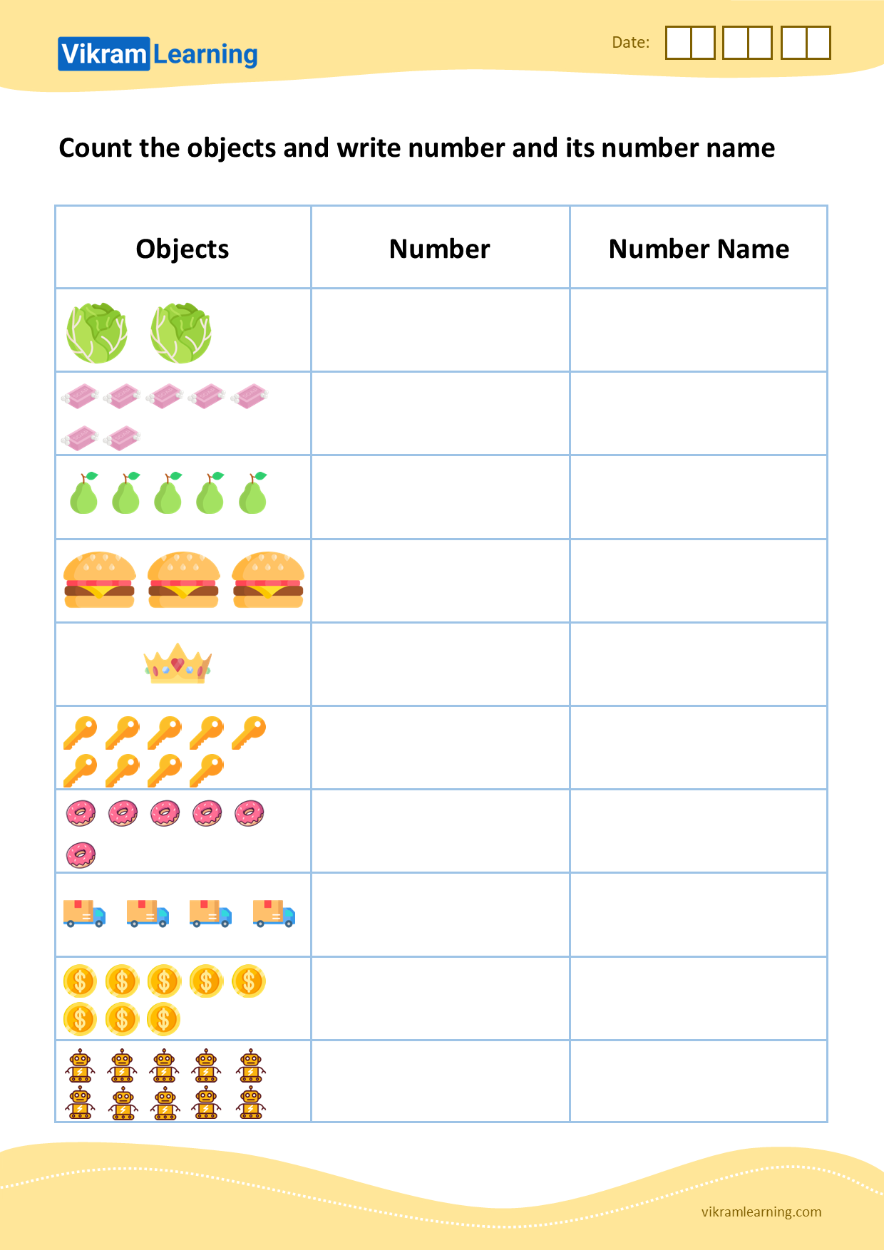 Download number names from 1 to 10 - pattern 4 worksheets