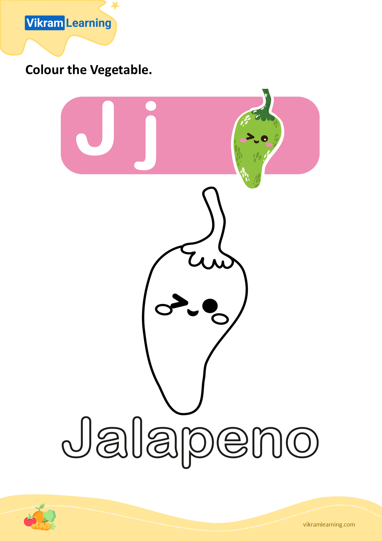 Download colour the vegetable - jalapeno worksheets