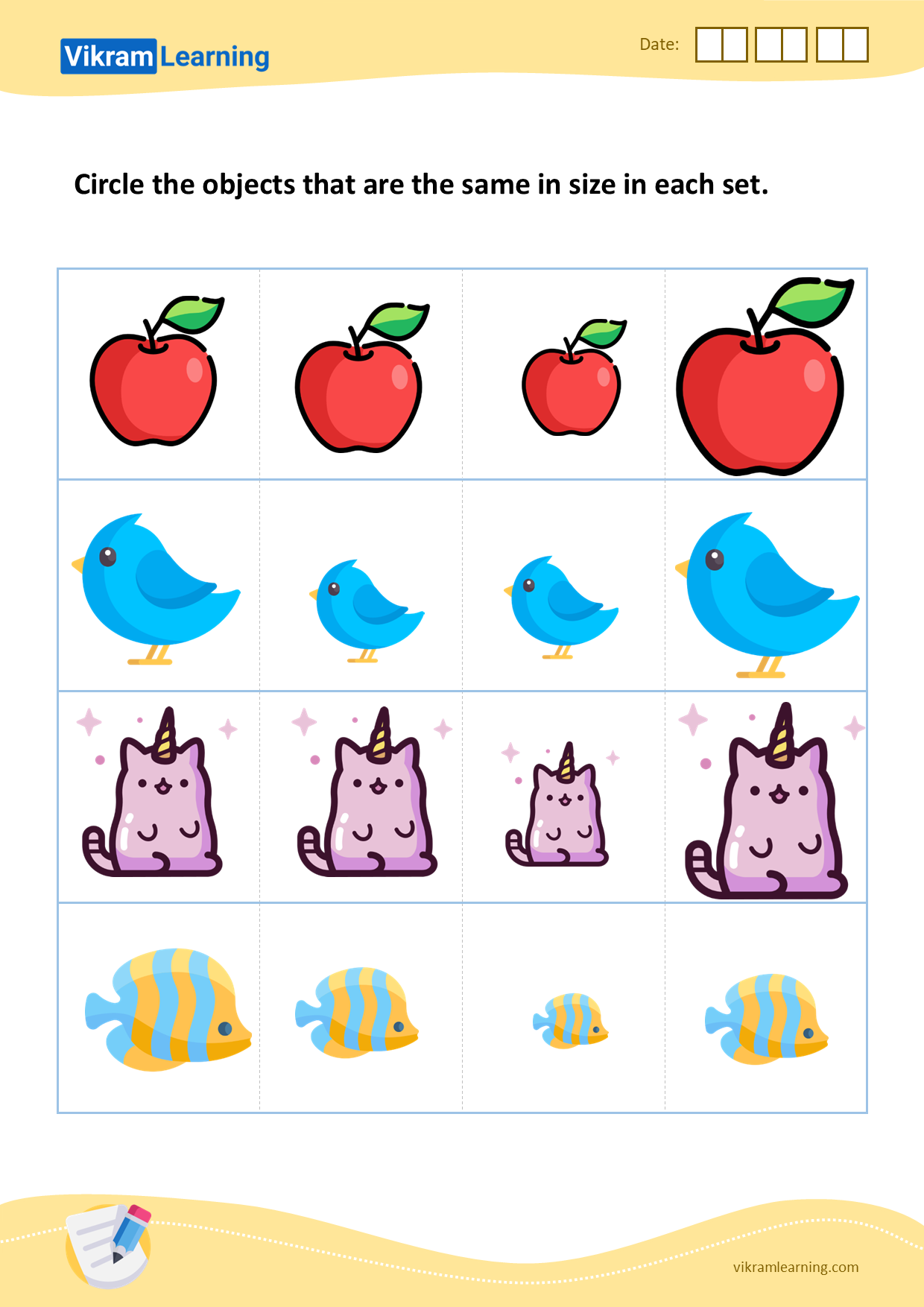 Download Circle The Objects That Are The Same In Size In Each Set 4 