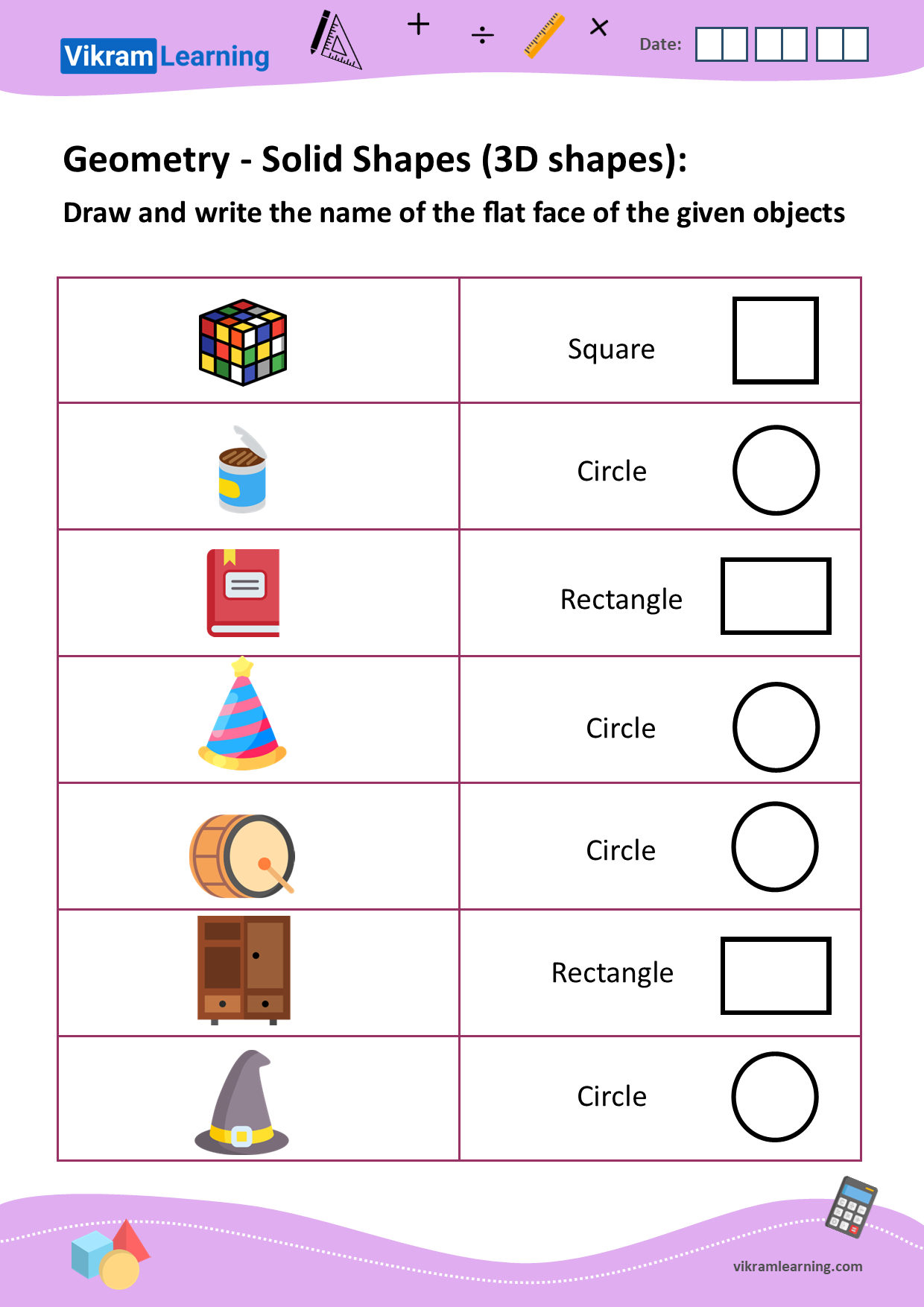 Download geometry shapes worksheets | vikramlearning.com