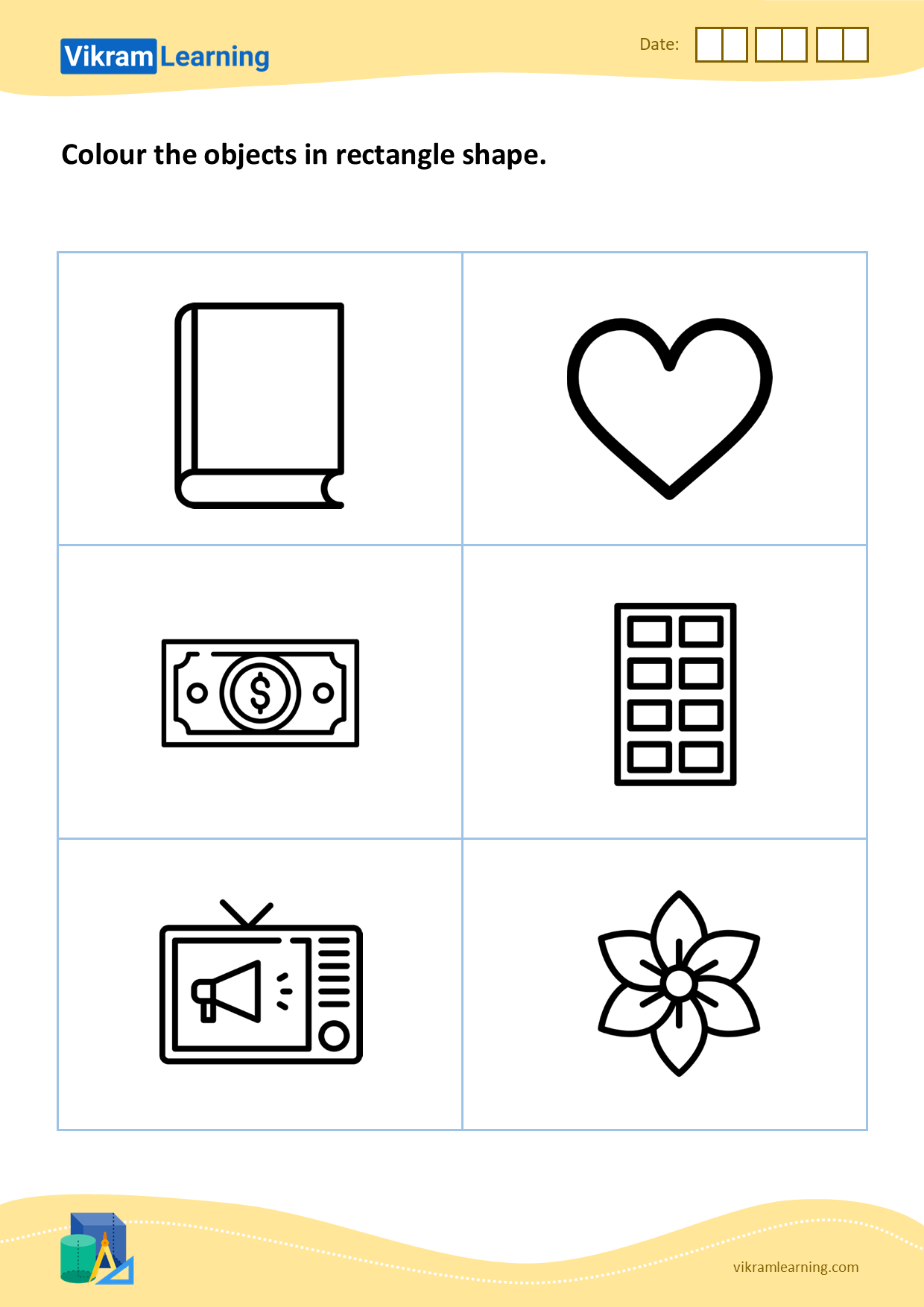 Download Colour The Objects In Rectangle Shape Worksheets 