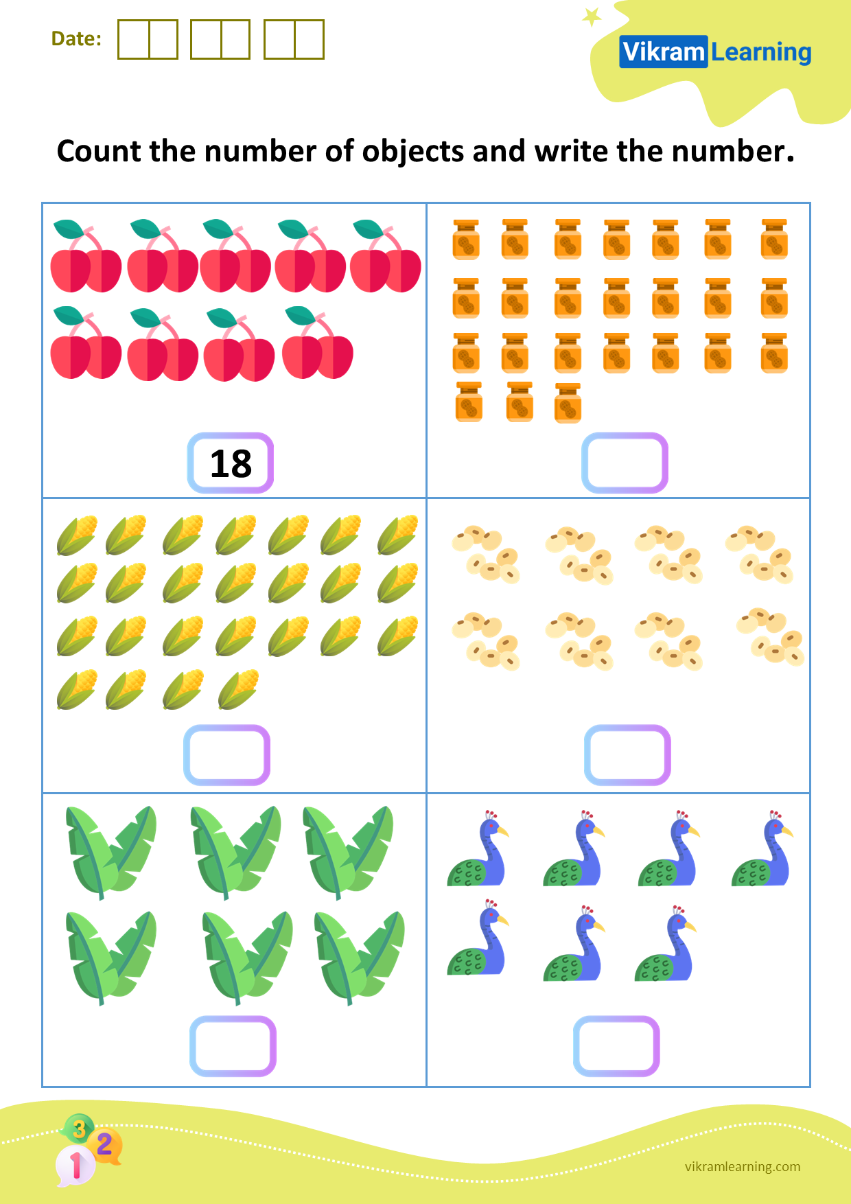 Download count the number of objects and write the number worksheets