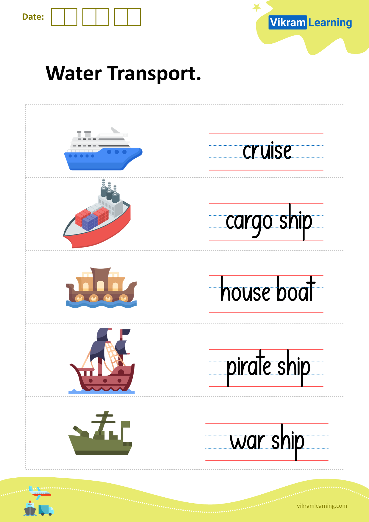 Download water transport worksheets