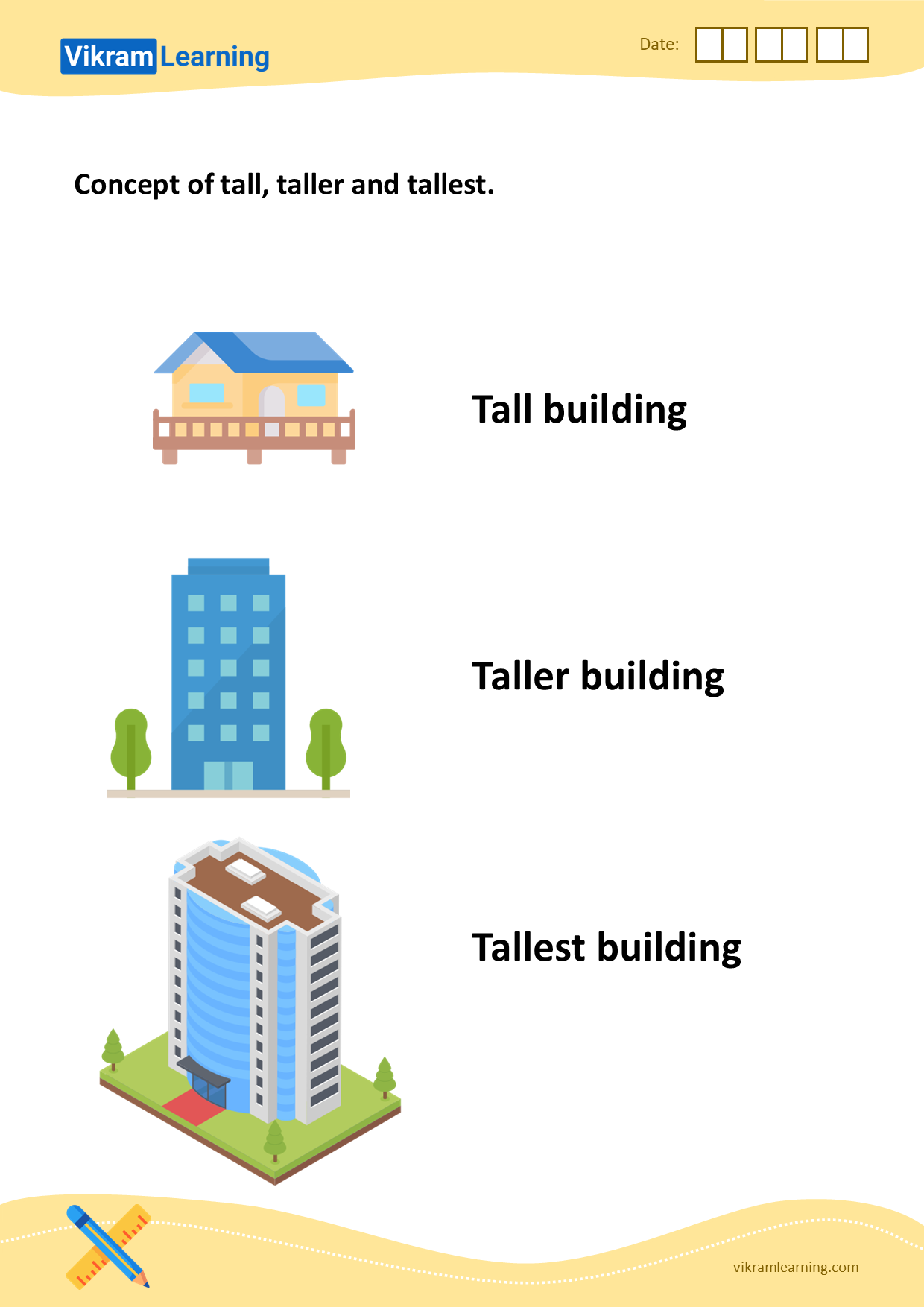 Download concept of tall, taller and tallest worksheets