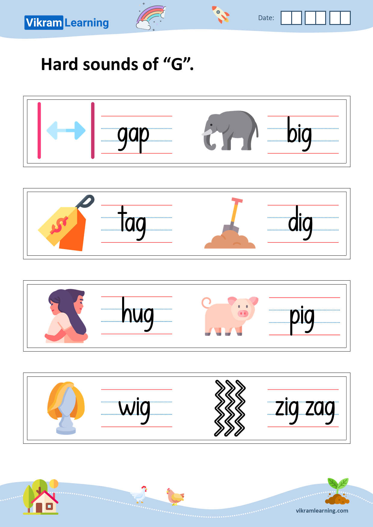 Download hard and soft sounds of g worksheets