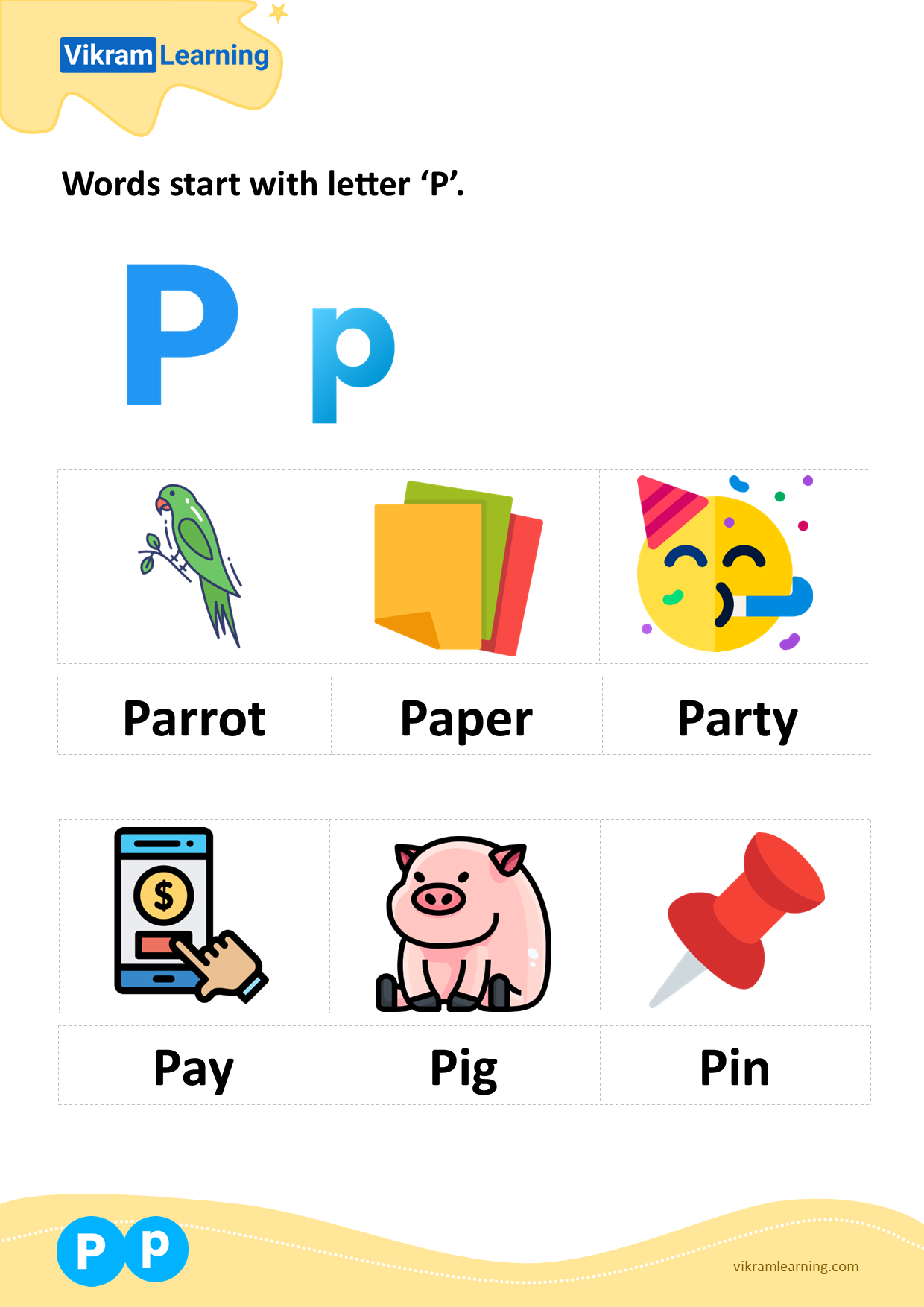 Download Words Start With Letter p Worksheets Vikramlearning