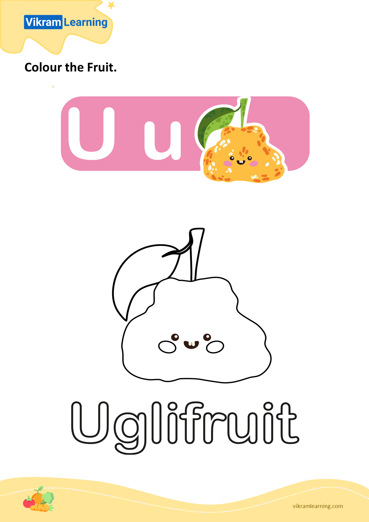 Download colour the fruit - uglifruit worksheets