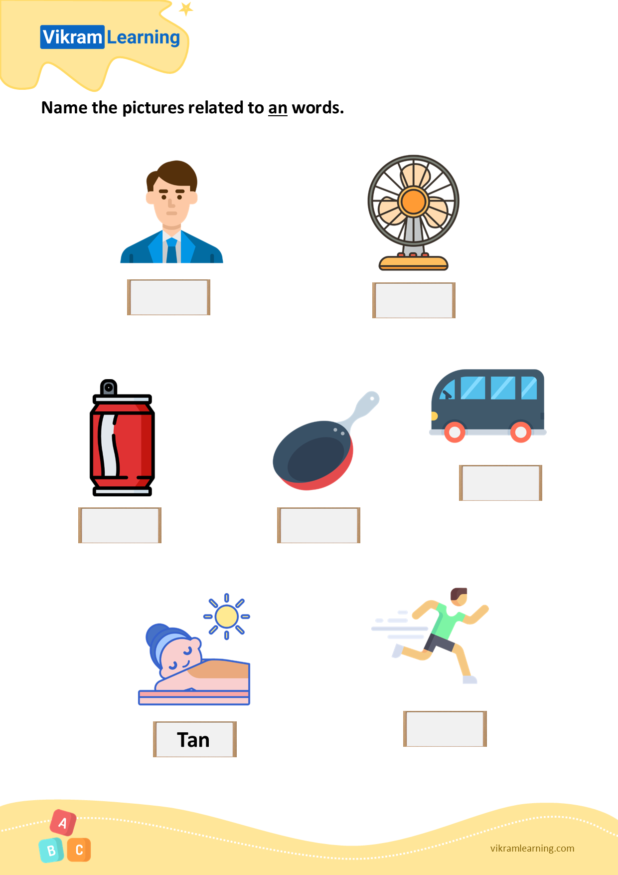 Download name the pictures related to 'an' words worksheets
