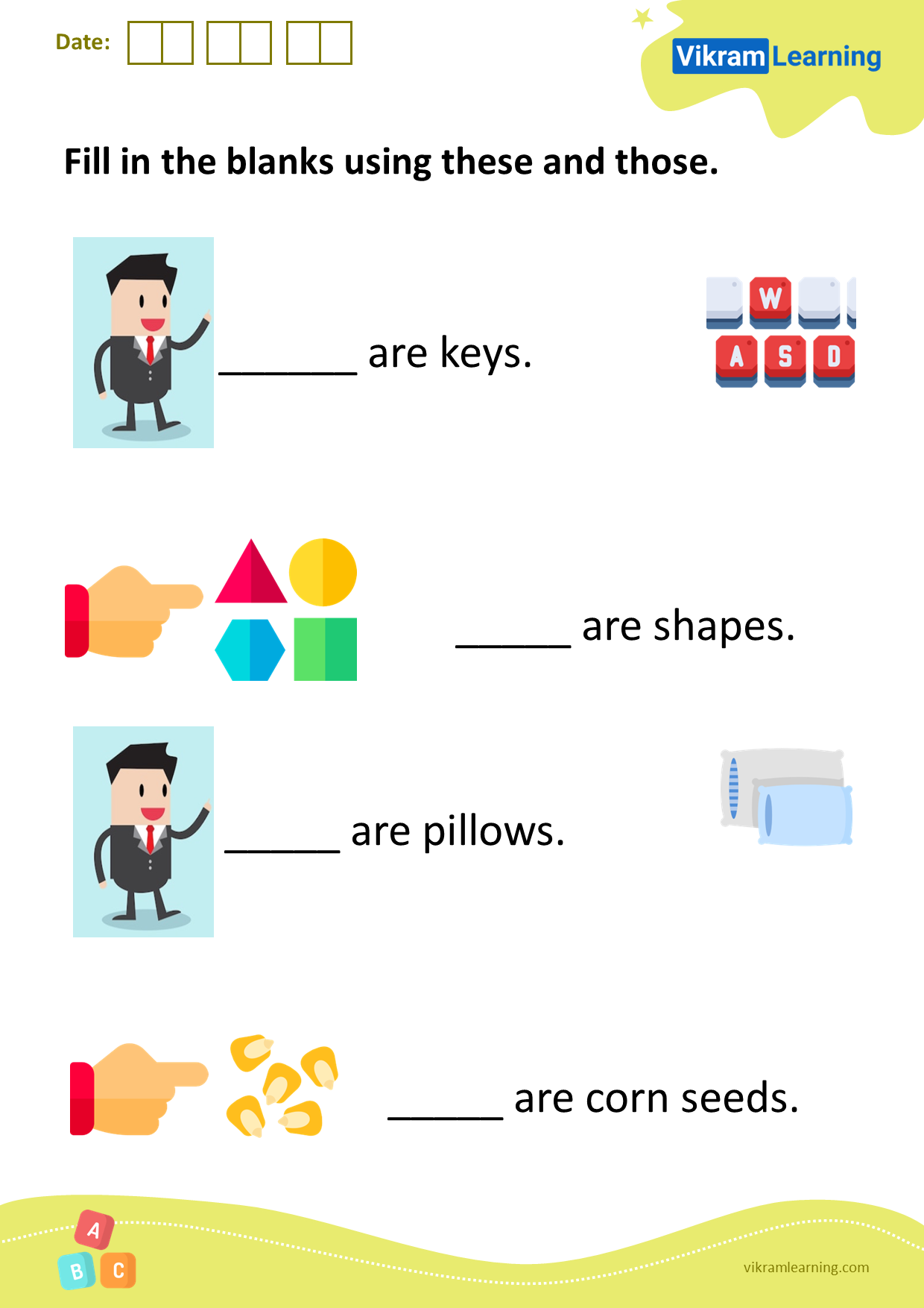 Download fill in the blanks using these and those worksheets