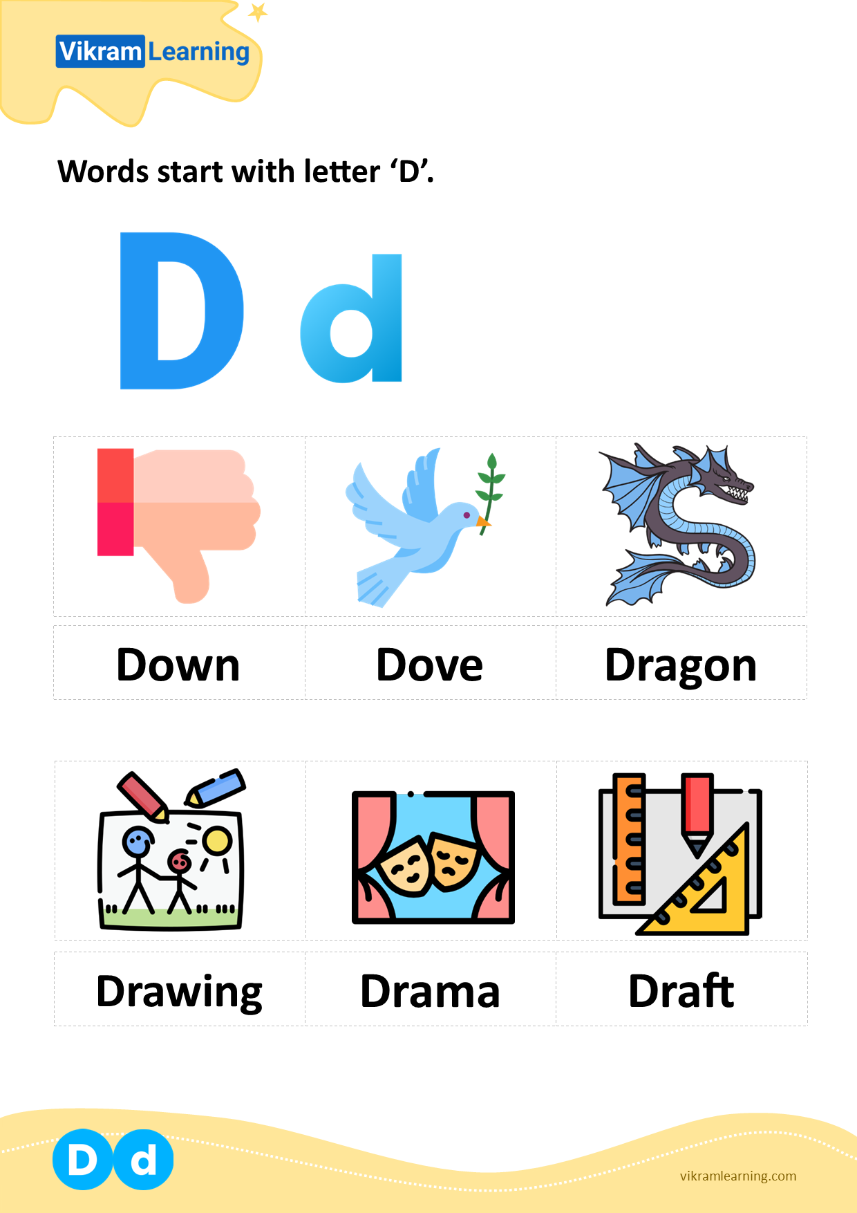 Download words start with letter 'd' worksheets | vikramlearning.com