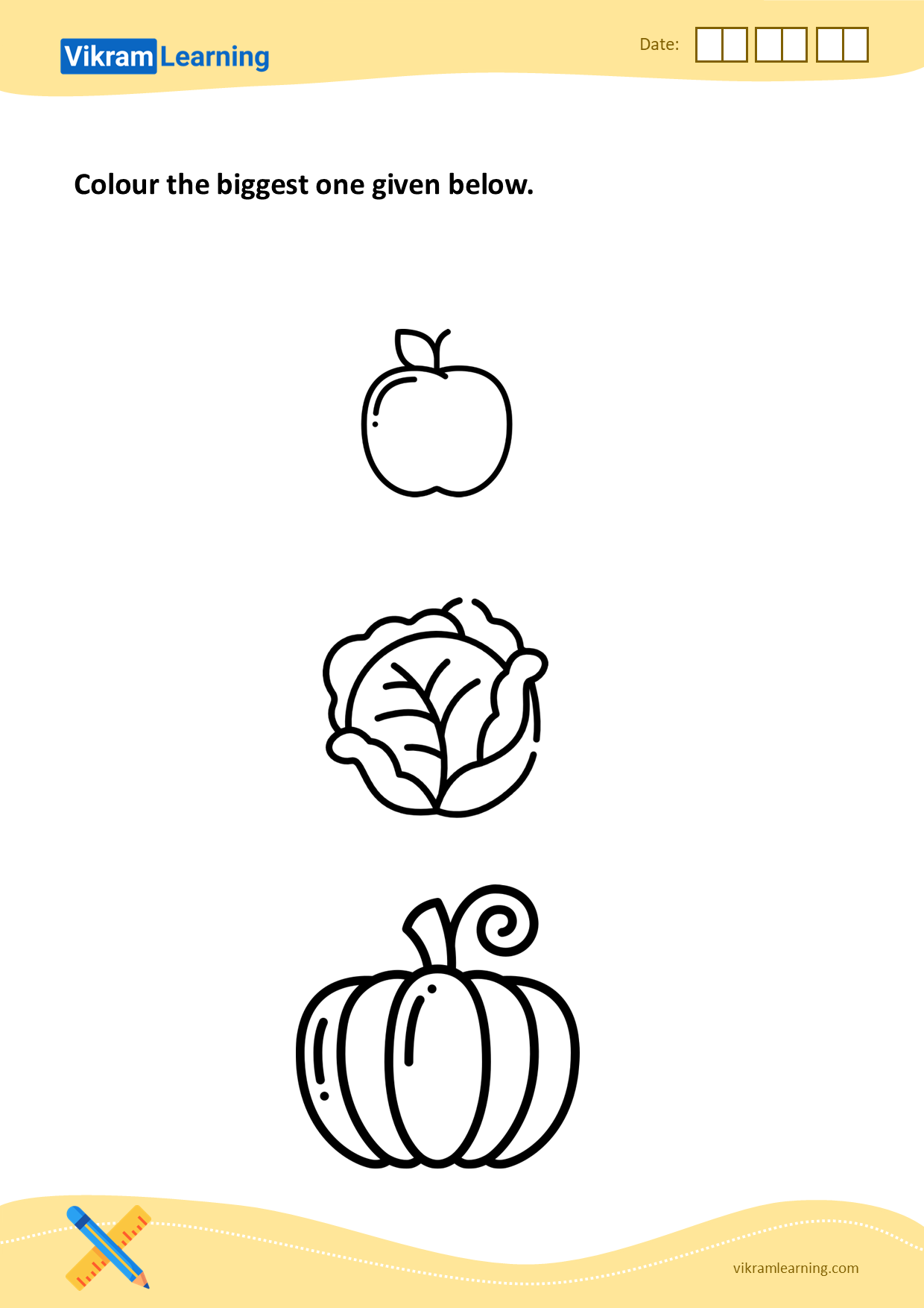 Download colour the biggest one worksheets
