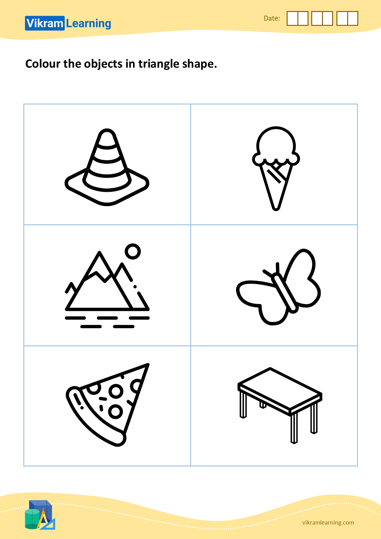 Colour the objects in triangle shape