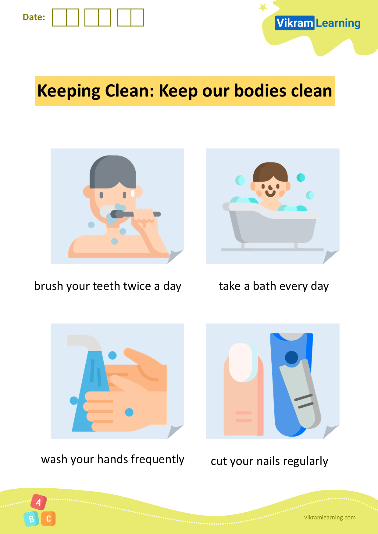 Download keeping clean: keep our bodies clean worksheets