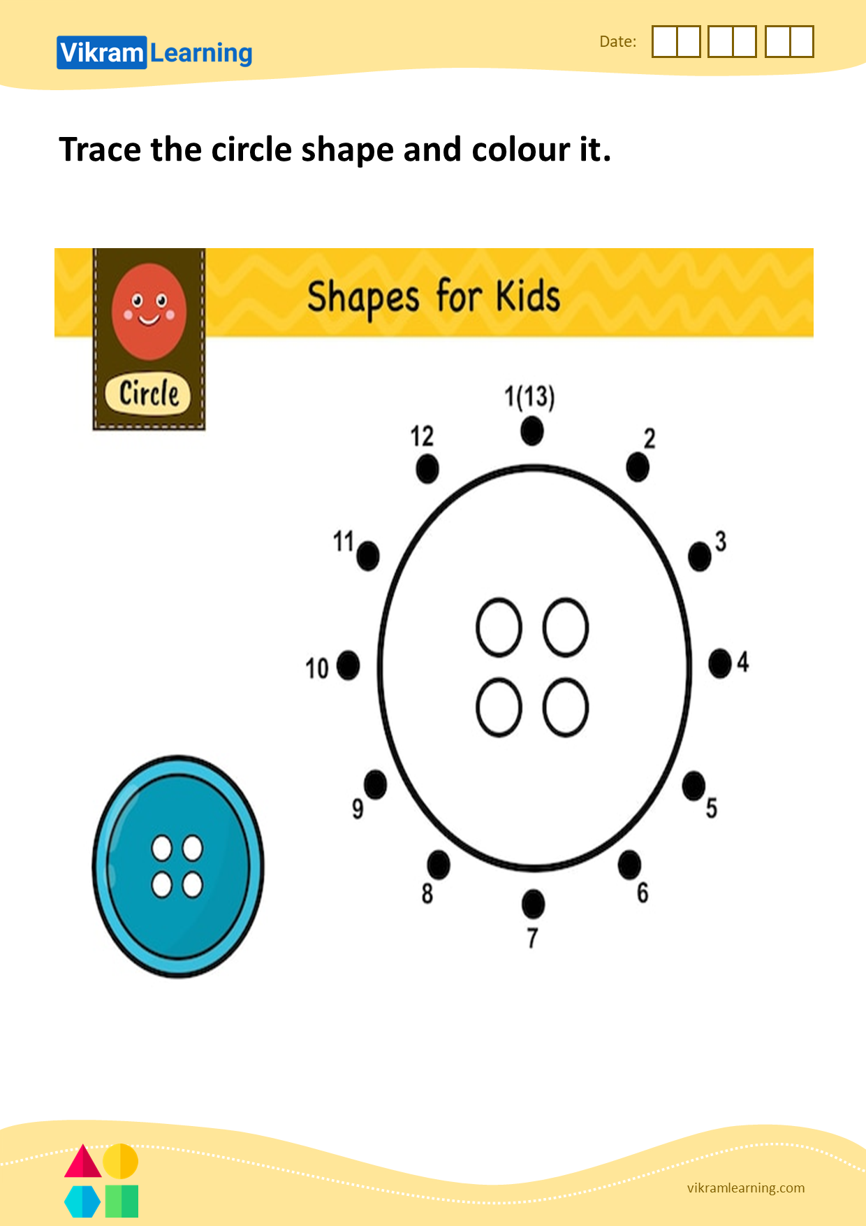 Download trace the circle shape and colour it worksheets