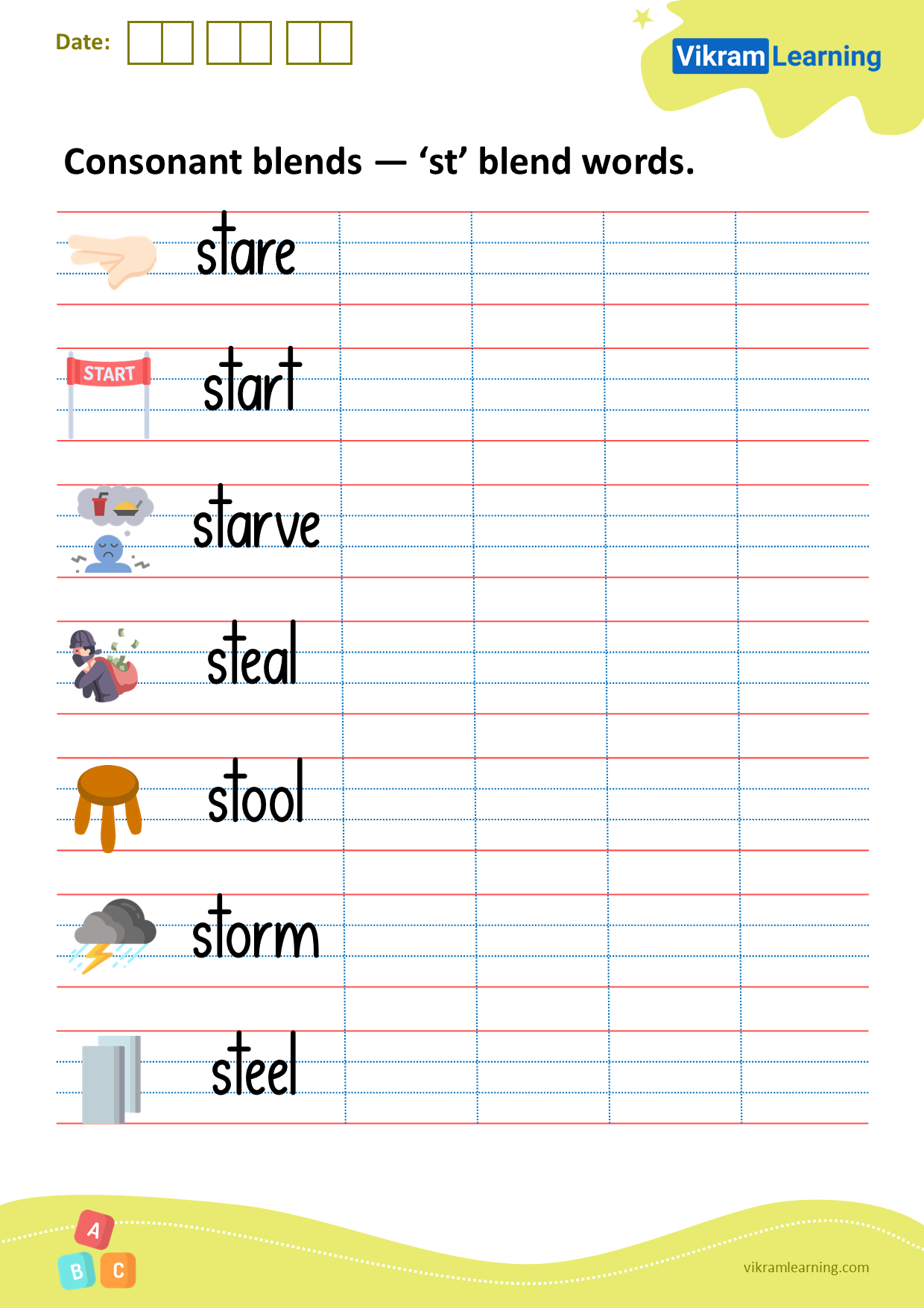 Download consonant blends — ‘st’ blend words worksheets