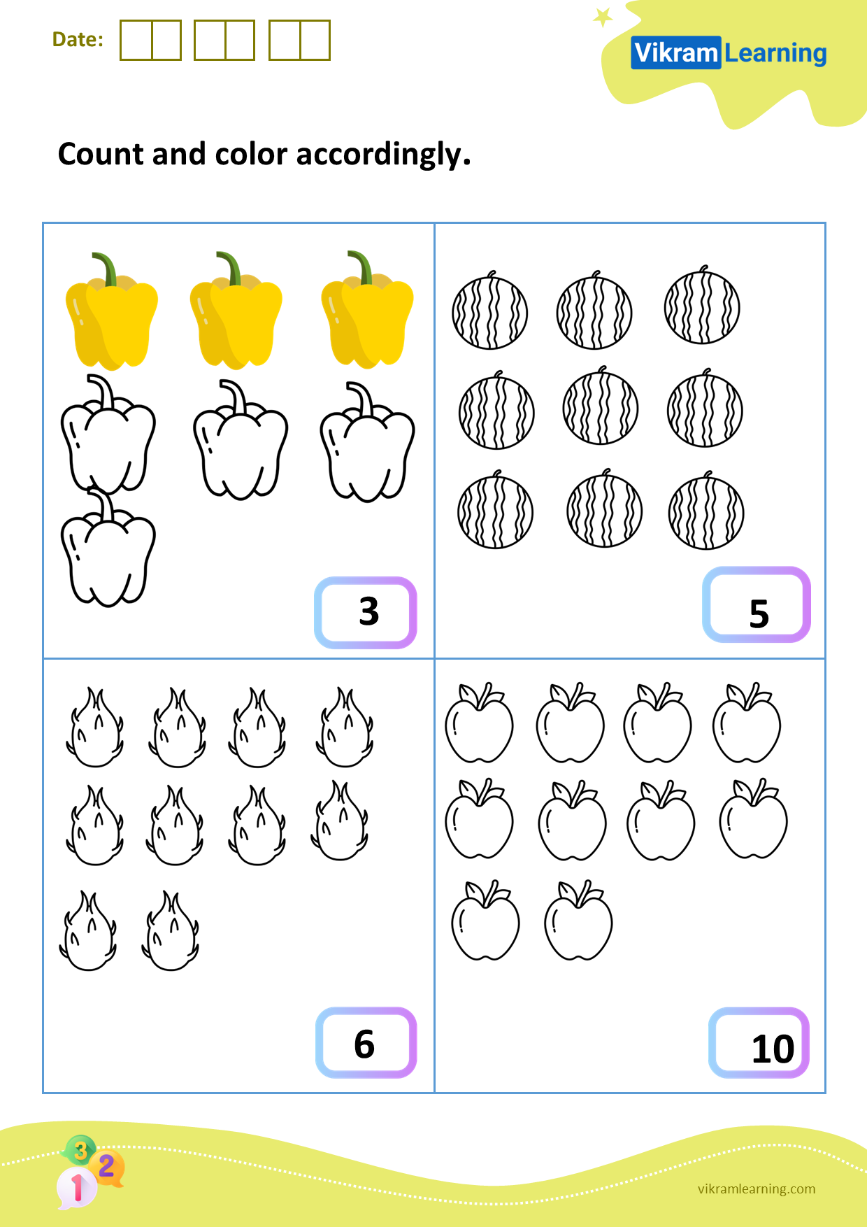 Download count and color accordingly worksheets