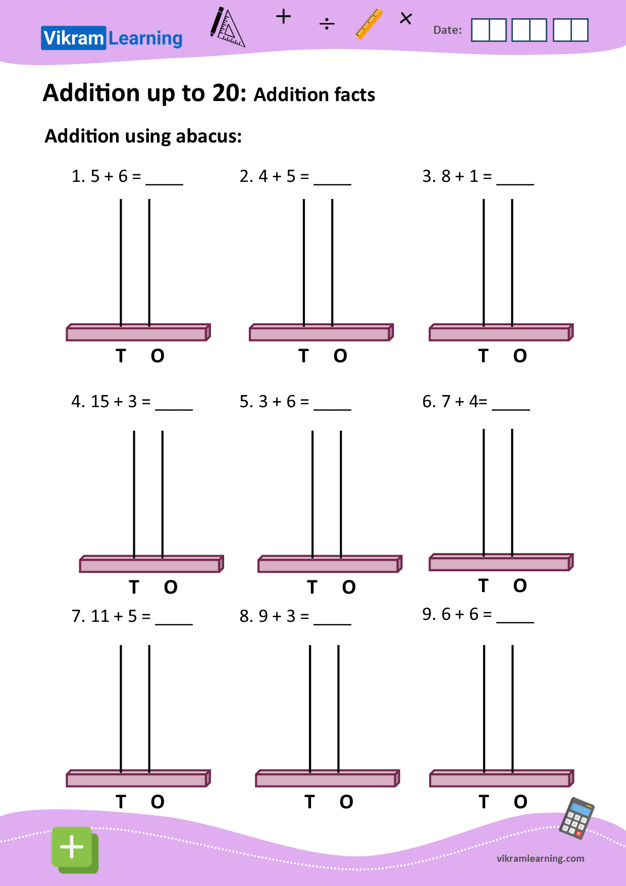 Download addition up to 20 using abacus worksheets