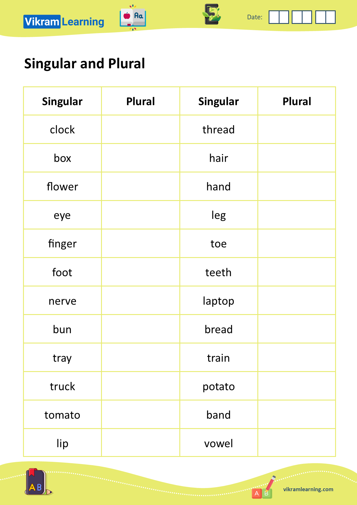 Download singular and plural worksheets