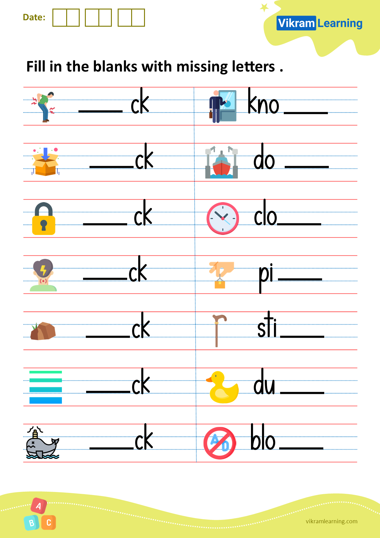 Download fill in the blanks with missing letters worksheets