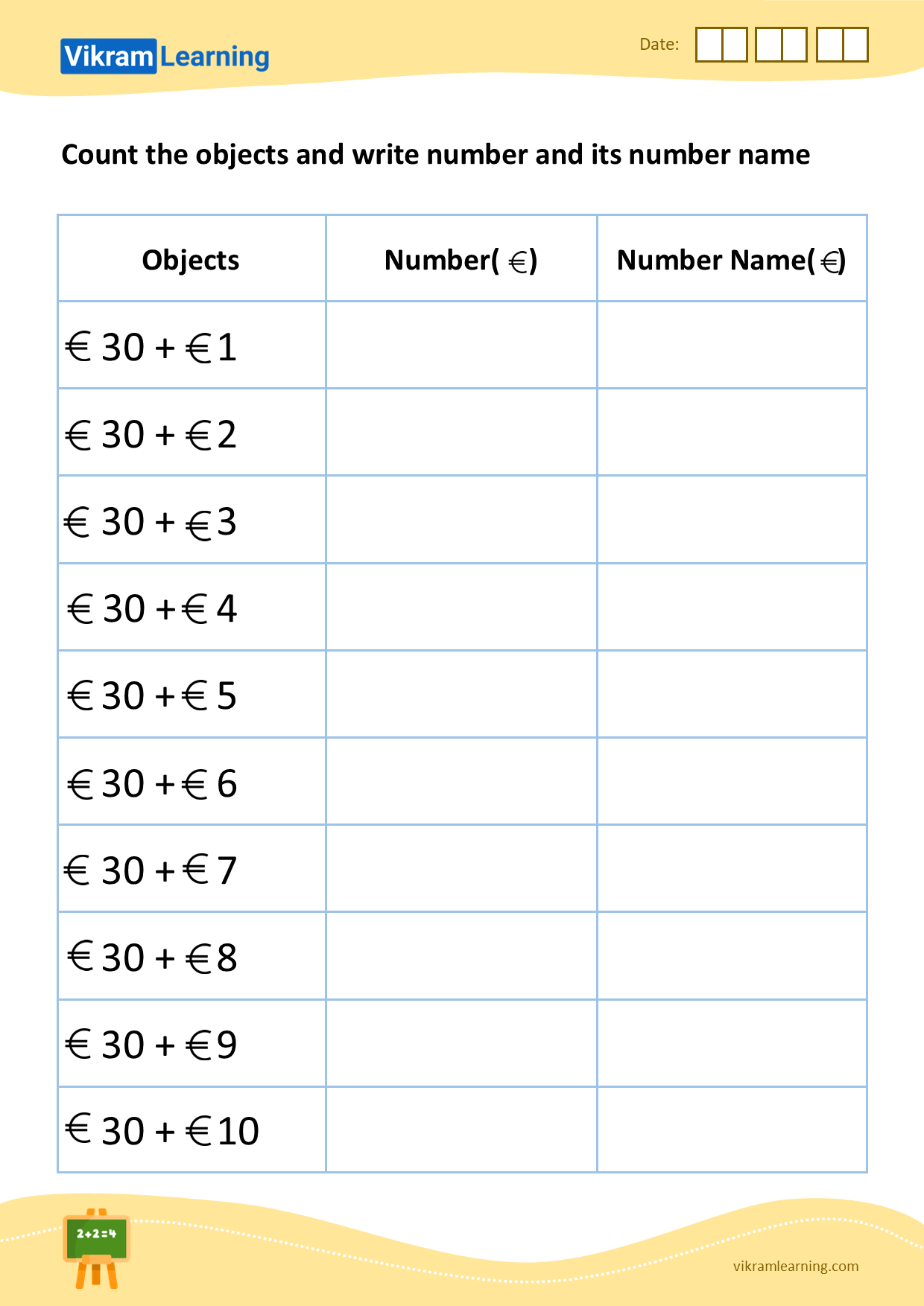 Download Count The Objects And Write Number And Its Number Name 31 To 