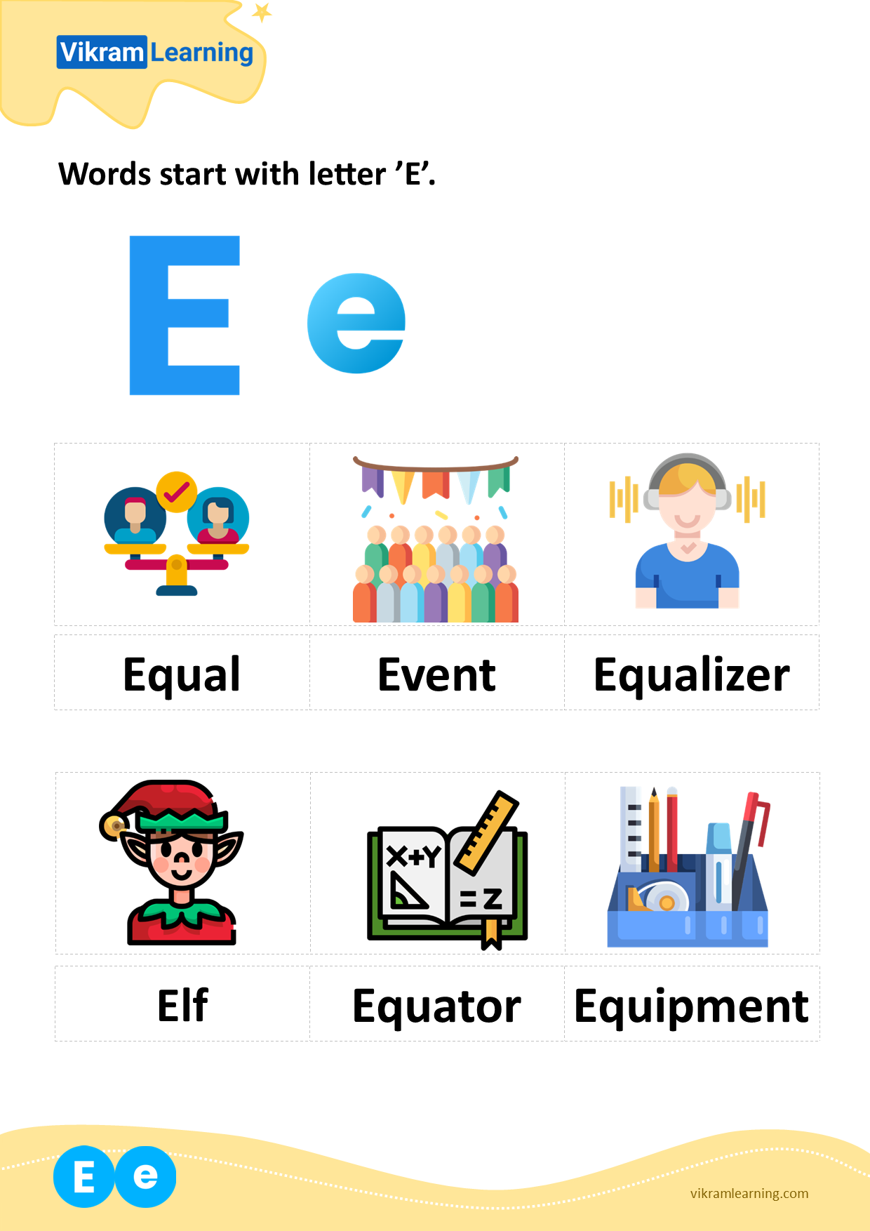 Download Words Start With Letter e Worksheets Vikramlearning