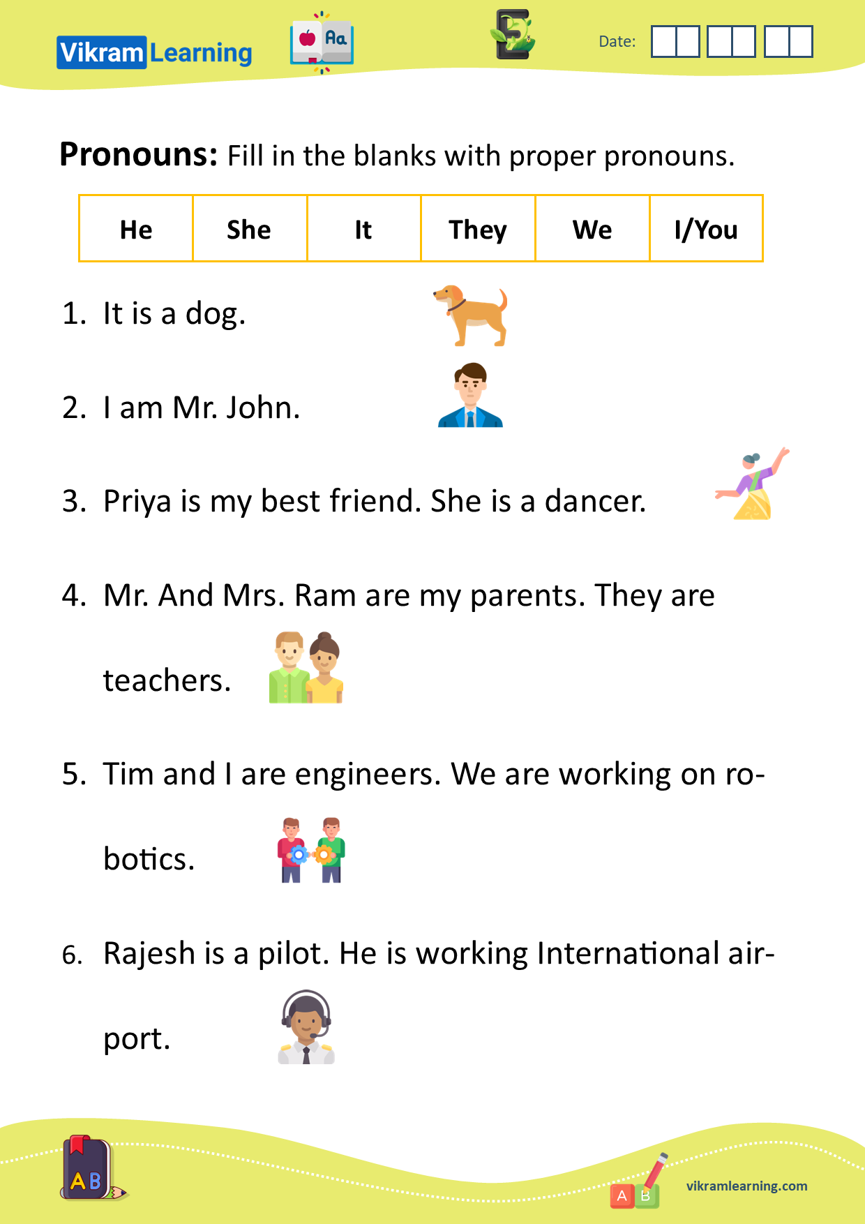 Download pronouns worksheets