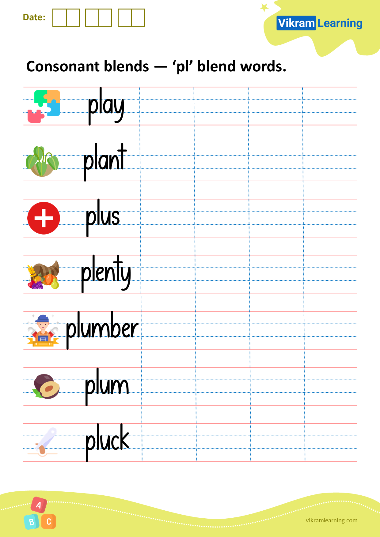 Download consonant blends — ‘pl’ blend words worksheets
