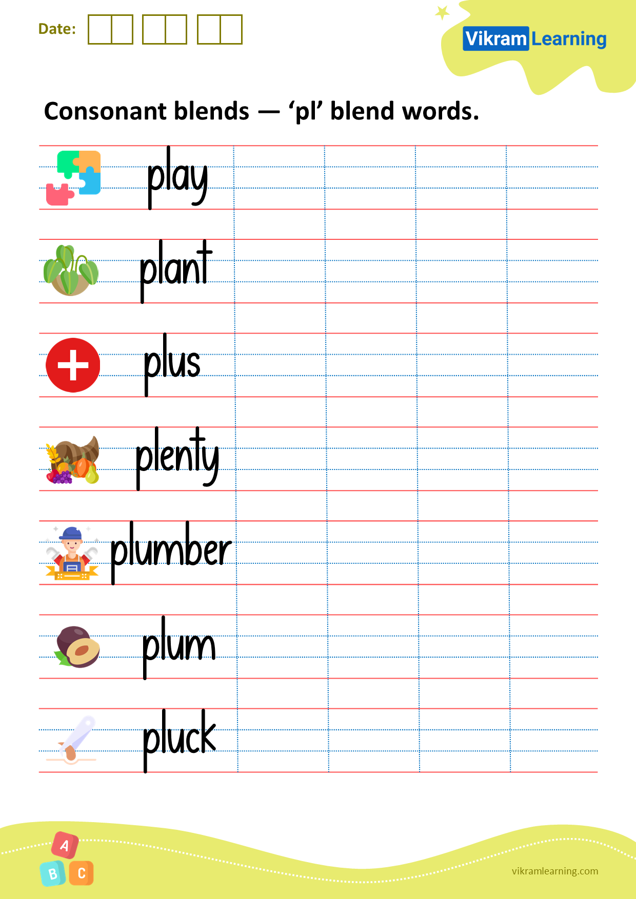 Download Consonant Blends pl Blend Words Worksheets 