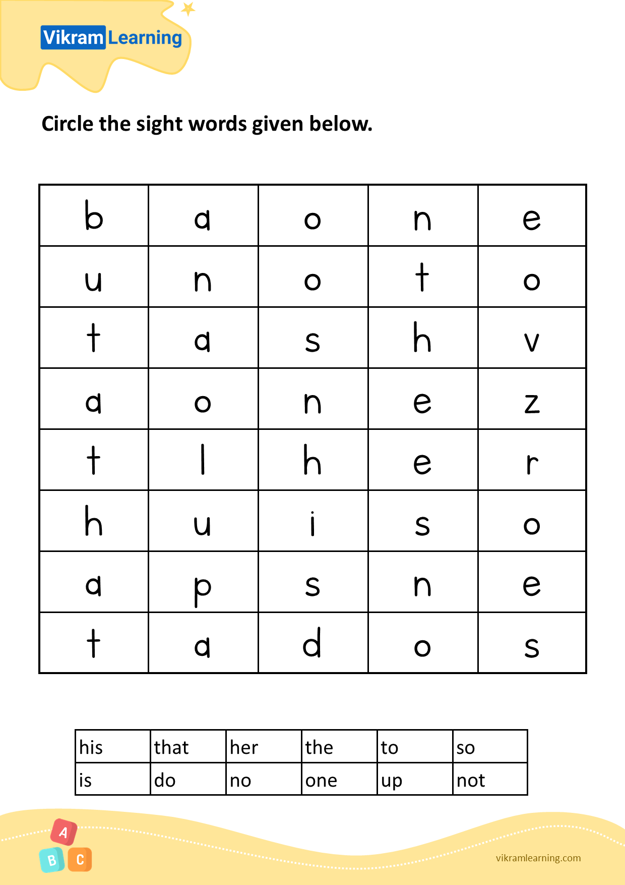 Download circle the sight words worksheets